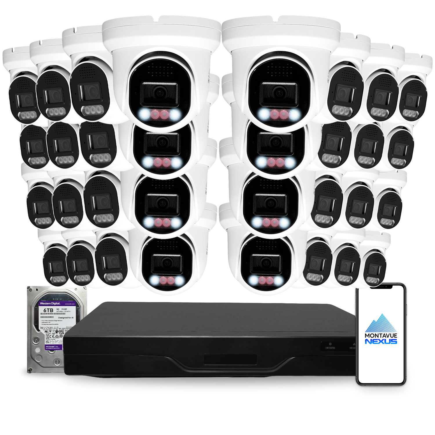 8MP 4K Nexus Smart Light Turret IP Security Camera System with Pro 32 Channel NVR & 6TB HDD