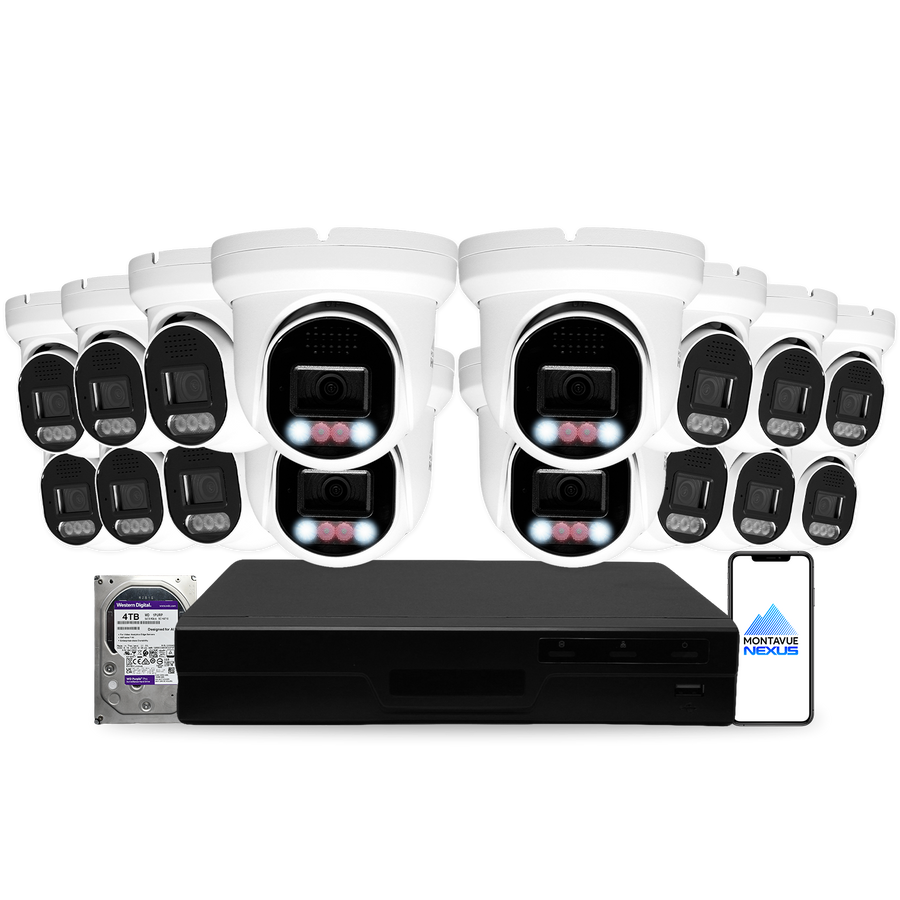 8MP 4K Nexus Smart Light Turret IP Security Camera System with Pro 16 Channel PoE NVR & 4TB HDD