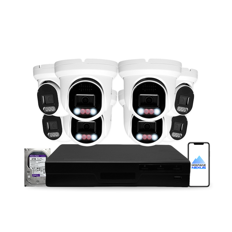 Montavue Nexus 8MP 4K Smart Light Turret PoE Security Camera System with 16-Channel Pro NVR & 4TB HDD