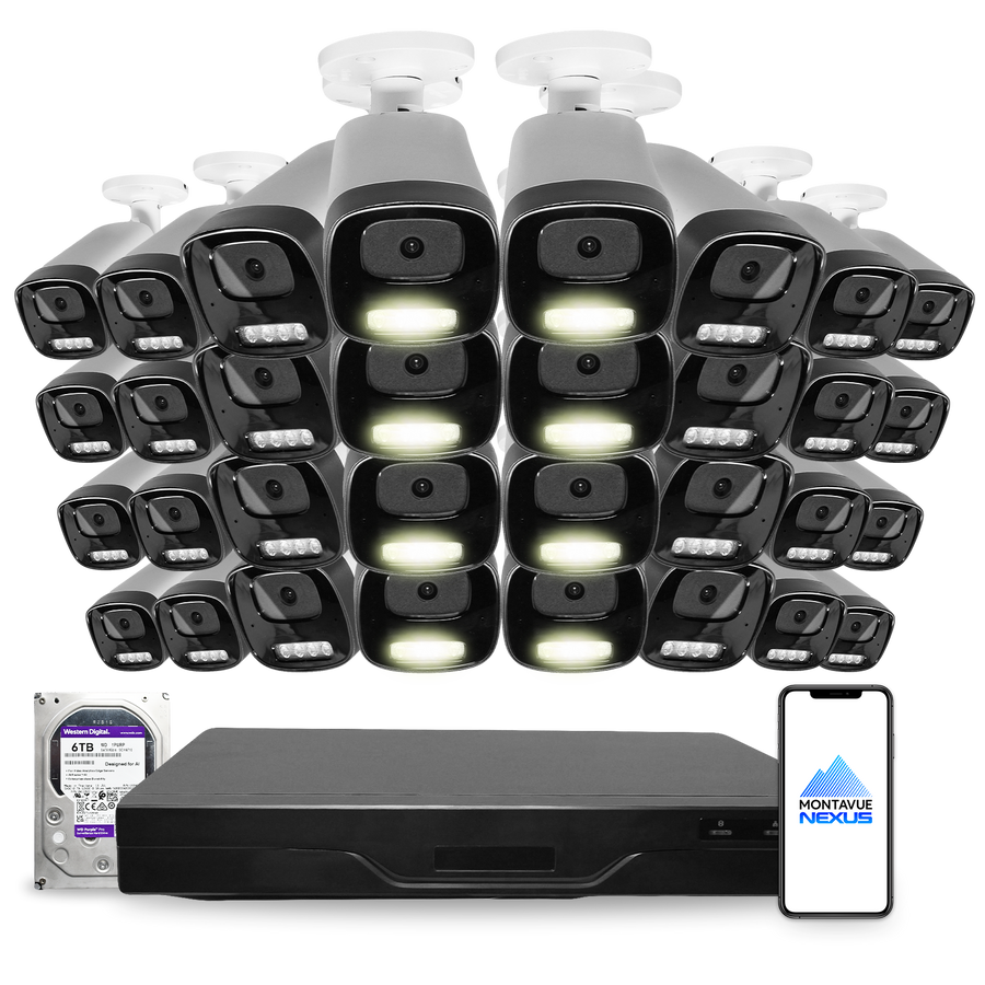 4MP 2K Nexus Smart Light Bullet IP Security Camera System with Pro 32 Channel NVR & 6TB HDD