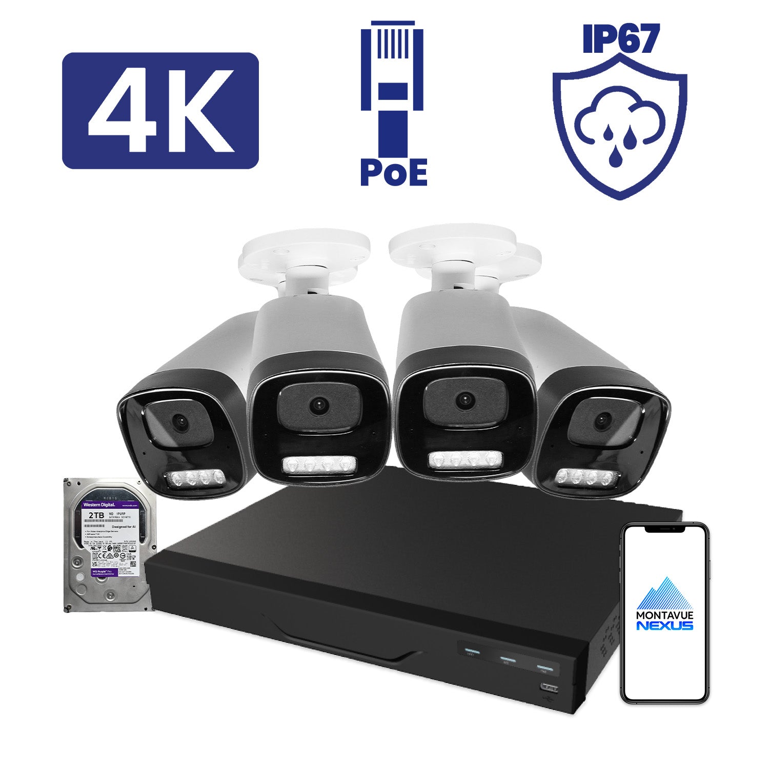 8MP Nexus Smart Bullet Security Kit with 8 Channel NVR Pro & 2TB HDD - Montavue