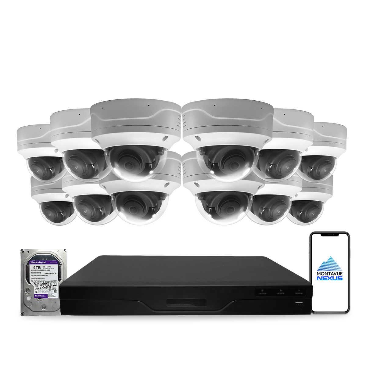 Montavue Nexus 8MP 4K Smart Dome PoE Security Camera System with 16-Channel Pro NVR & 4TB HDD - Montavue