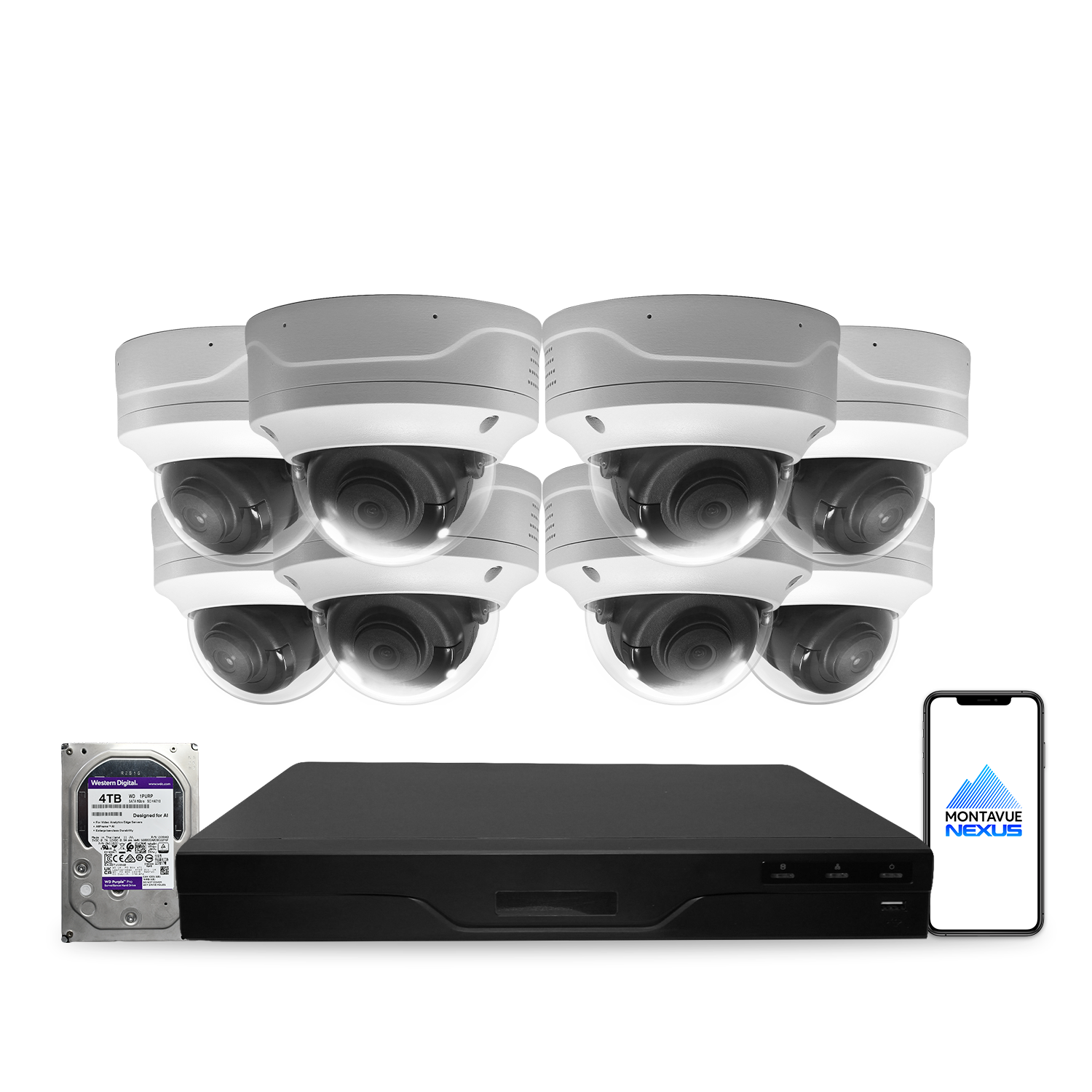 4MP 2K Nexus Smart Vandal Proof Dome IP Security Camera System with Pro 16 Channel PoE NVR & 4TB HDD - Montavue