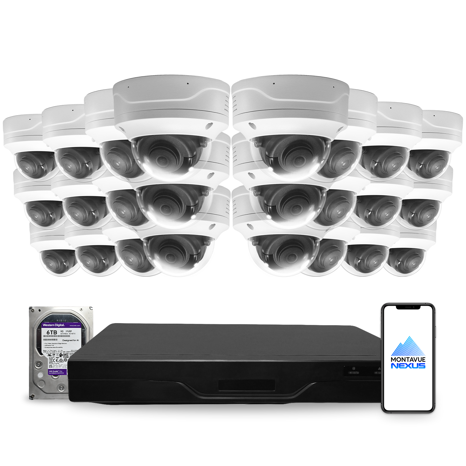 4MP 2K Nexus Smart Dome IP Security Camera System with Pro 32 Channel NVR & 6TB HDD