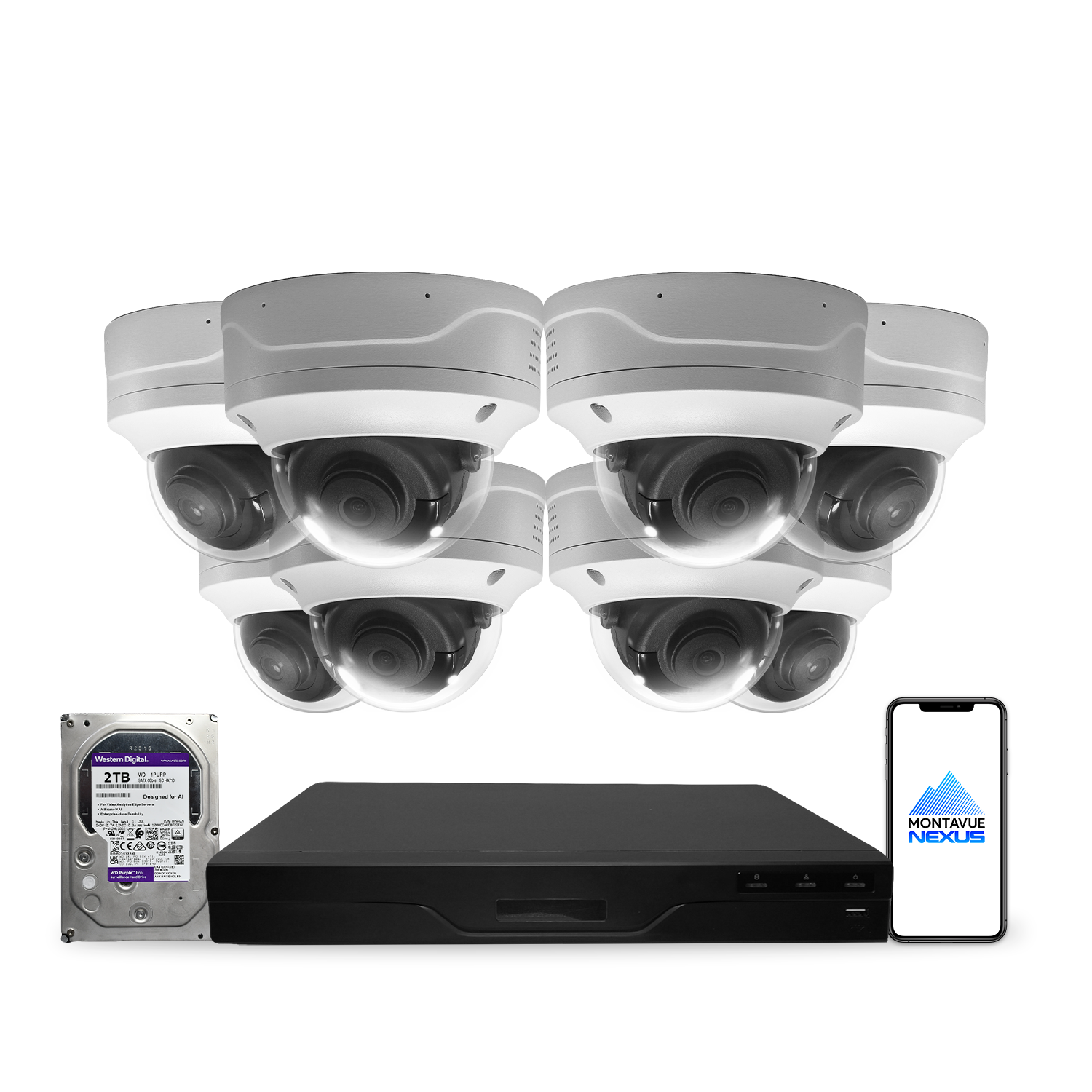 4MP 2K Nexus Smart Vandal Proof Dome IP Security Camera System with Pro 8 Channel PoE NVR & 2TB HDD