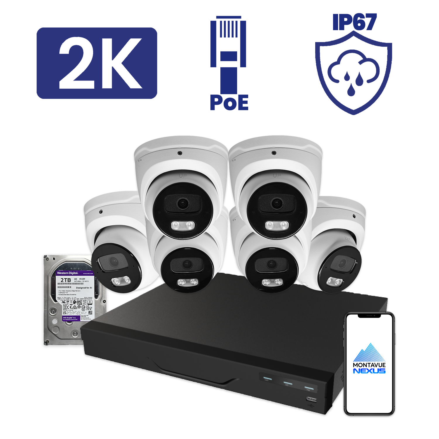 4MP Nexus Smart Turret Security Kit with 8 Channel NVR Pro & 2TB HDD - Montavue