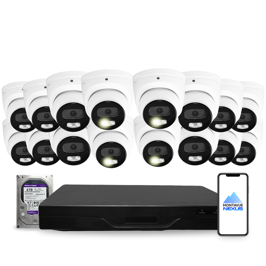 4MP 2K Nexus Smart Light Turret IP Security Camera System with Pro 32 Channel NVR & 6TB HDD