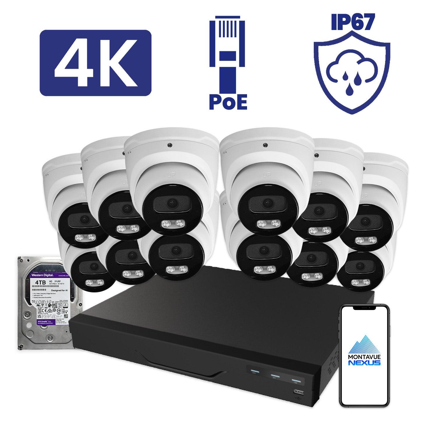 8MP Nexus Smart Turret Security Kit with 16 Channel Pro NVR & 4TB HDD - Montavue