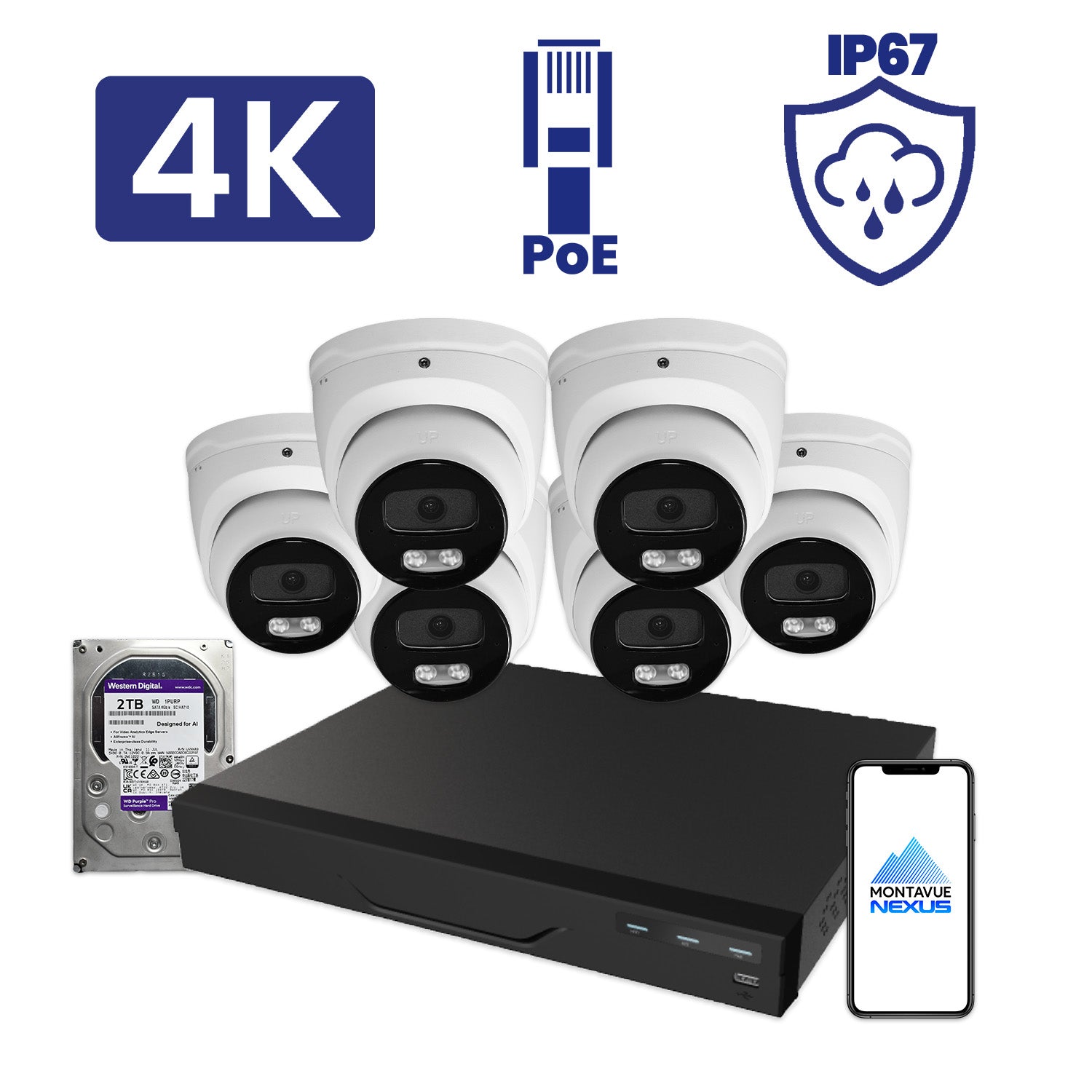 8MP Nexus Smart Turret Security Kit with 8 Channel NVR Pro & 2TB HDD - Montavue