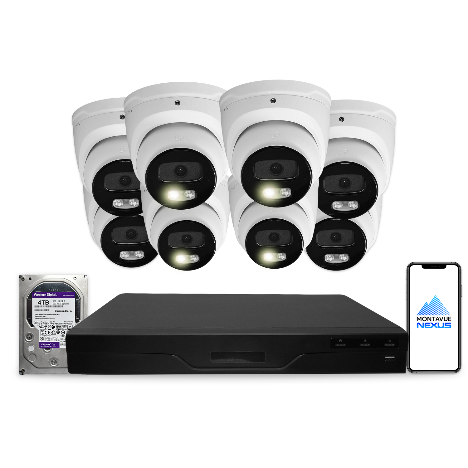 4MP 2K Nexus Smart Turret IP Security Camera System with Pro 16 Channel PoE NVR & 4TB HDD - Montavue
