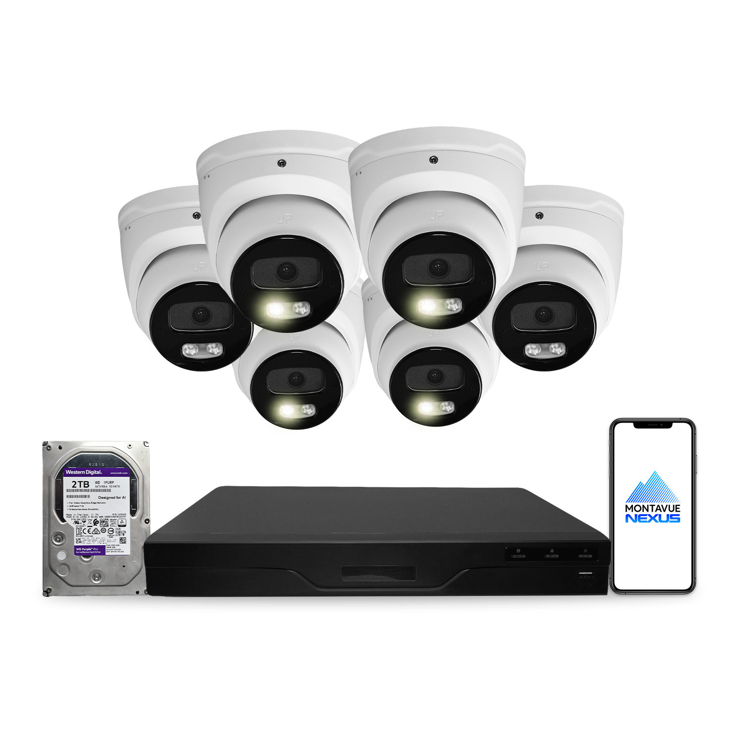 4MP 2K Nexus Smart Turret IP Security Camera System with Lite 8 Channel PoE NVR & 2TB HDD