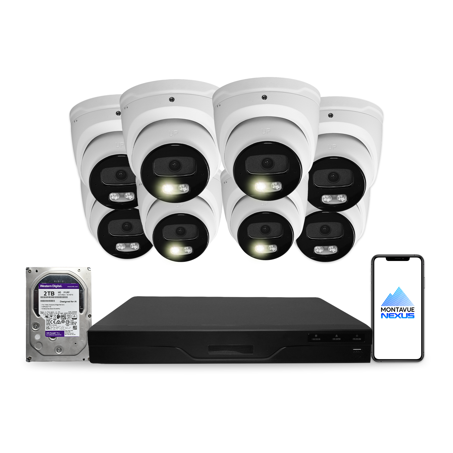 4MP 2K Nexus Smart Turret IP Security Camera System with Lite 8 Channel PoE NVR & 2TB HDD