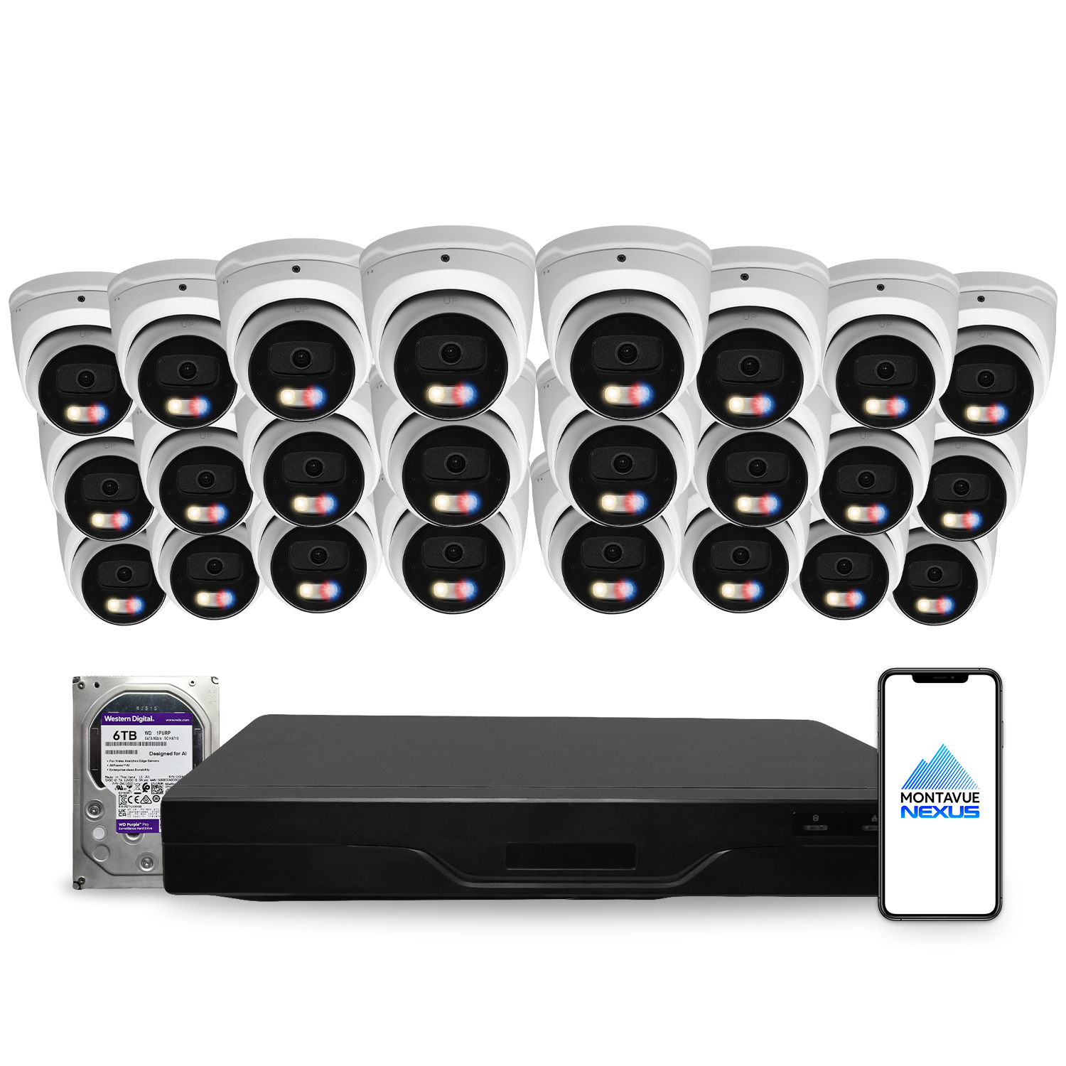 8MP 4K Nexus Active Deterrence Turret IP Security Camera System with Pro 32 Channel NVR & 6TB HDD
