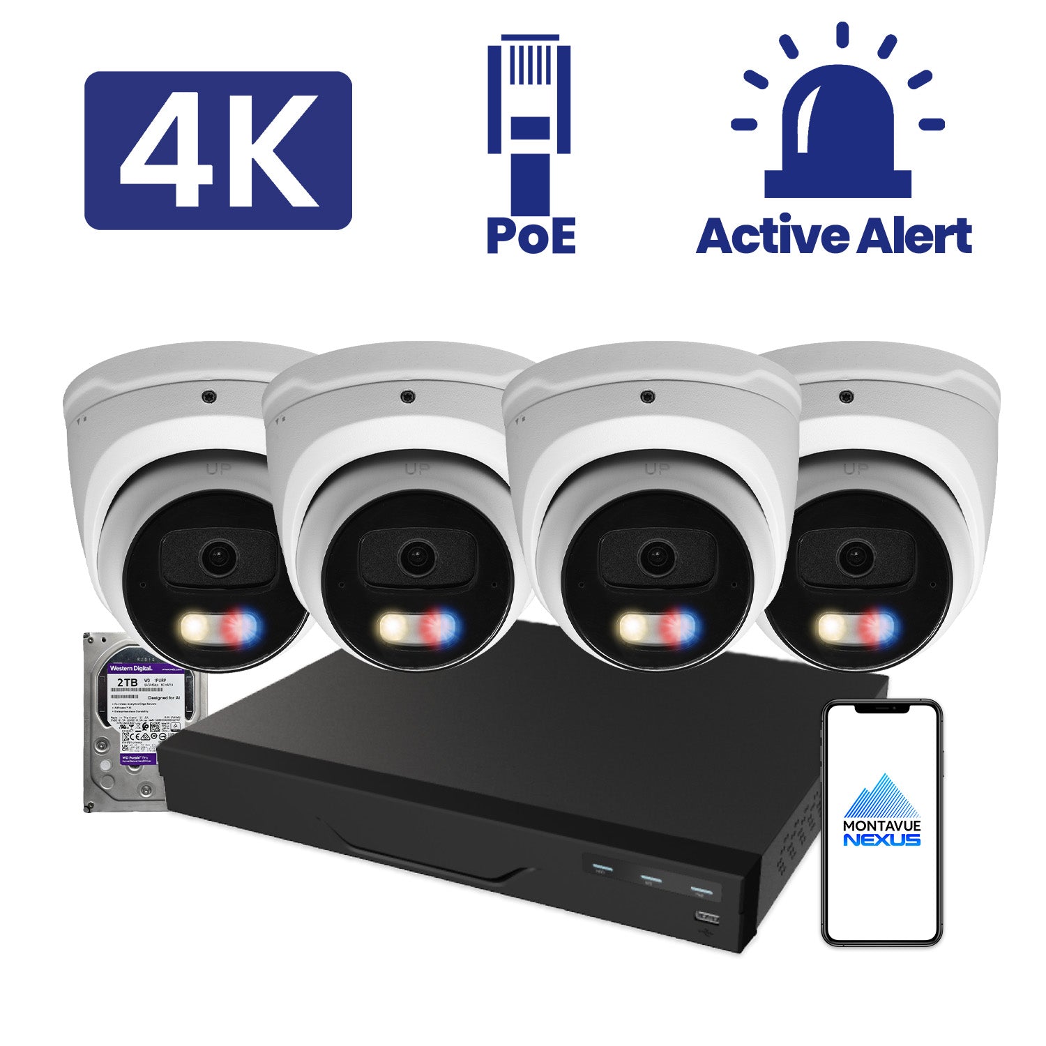 8MP Nexus Active Deterrence Security Kit with 8 Channel NVR Pro & 2TB HDD - Montavue