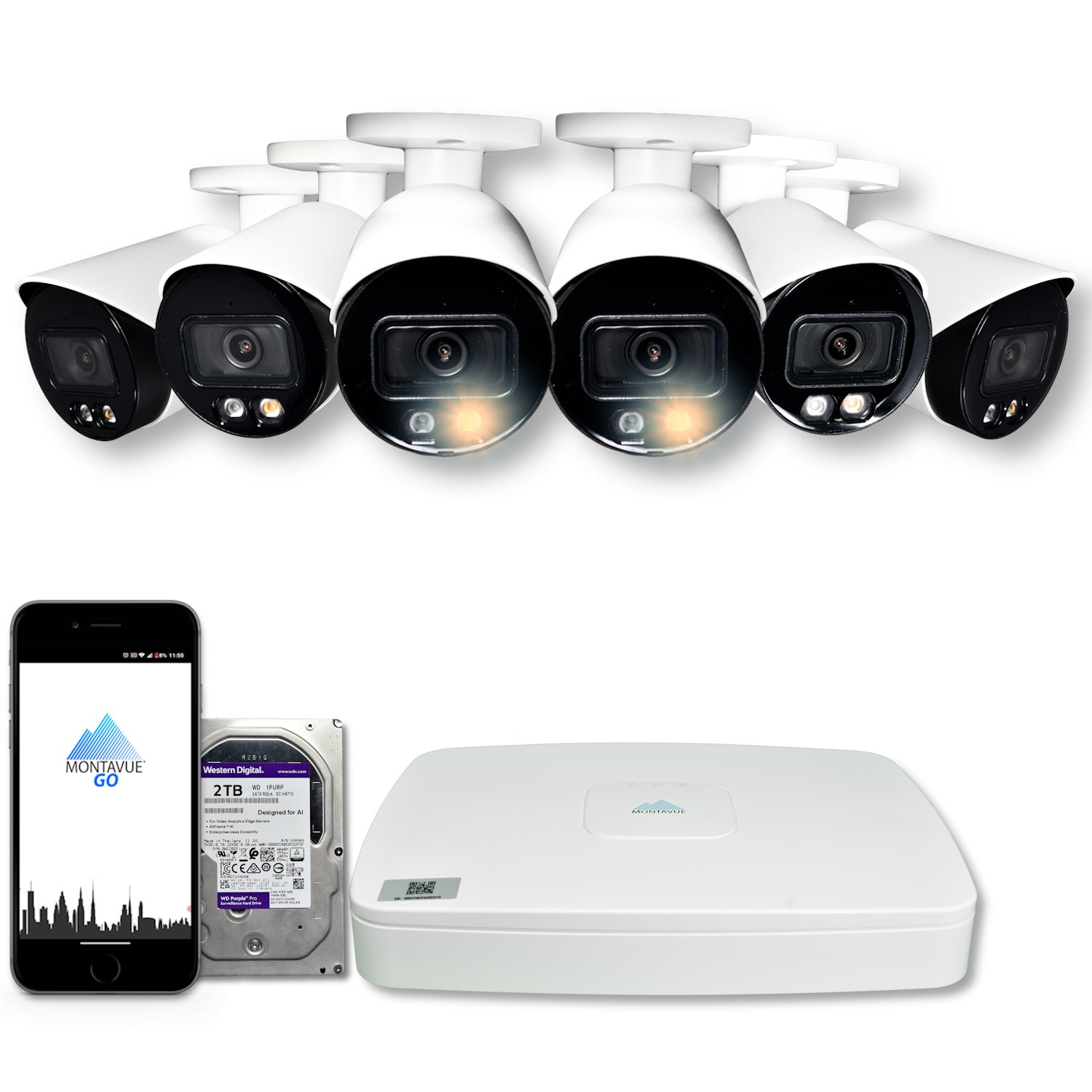 4MP 2K Bullet Home Security System w/ 8 Channel NVR and 2TB Hard Drive - MTB4095 - Montavue
