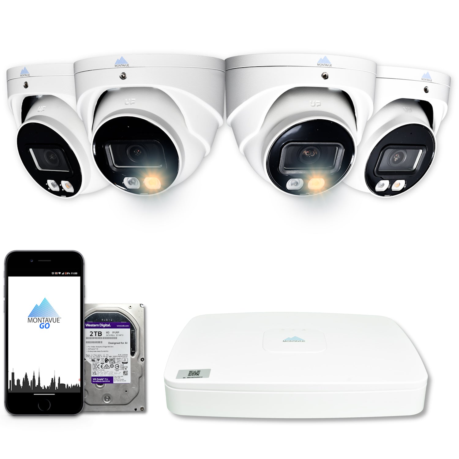 4MP 2K Turret Home Security System w/ 8 Channel NVR and 2TB Hard Drive - MTT4095 - Montavue