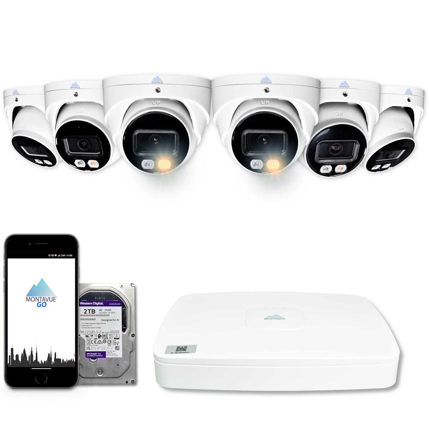 4MP 2K Turret Home Security System w/ 8 Channel NVR and 2TB Hard Drive - MTT4095 - Montavue