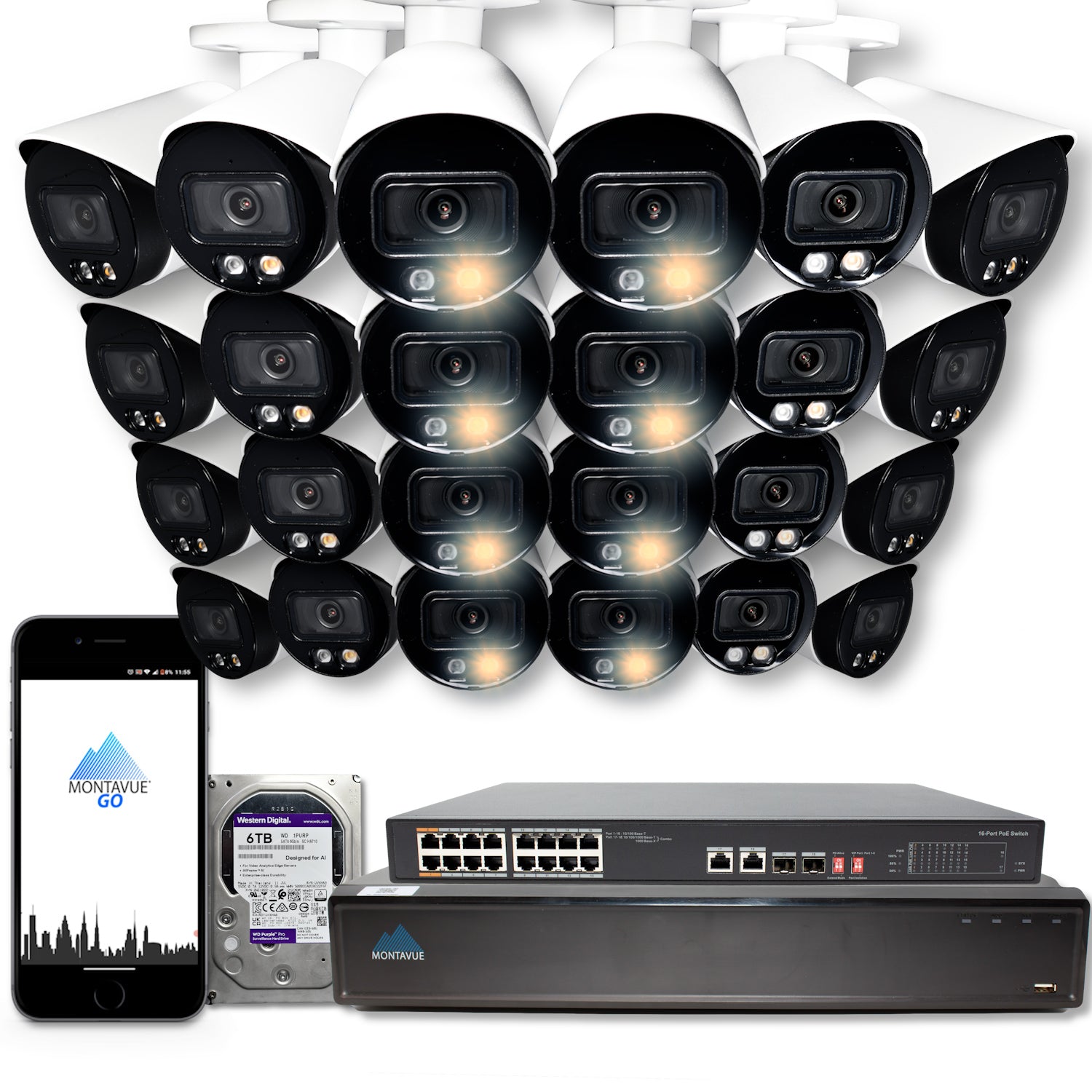 Lunar 3.0 - 8MP 4K Bullet Business Security System w/ 32 Channel NVR and 6TB Hard Drive - MTB8111 - Montavue