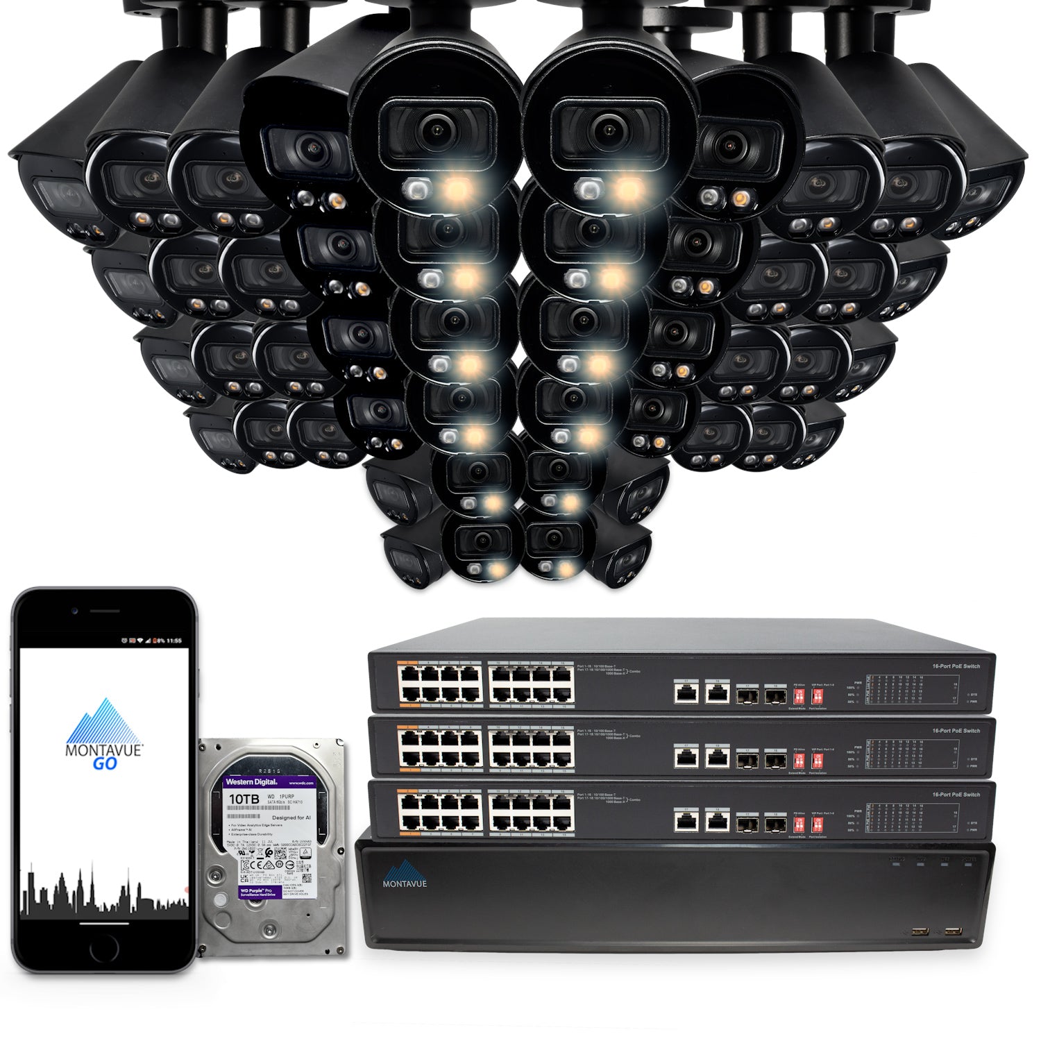 Lunar 3.0 - 8MP 4K Smart Bullet Business Security System w/ 64 Channel NVR and 10TB Hard Drive - MTB8111 - Montavue