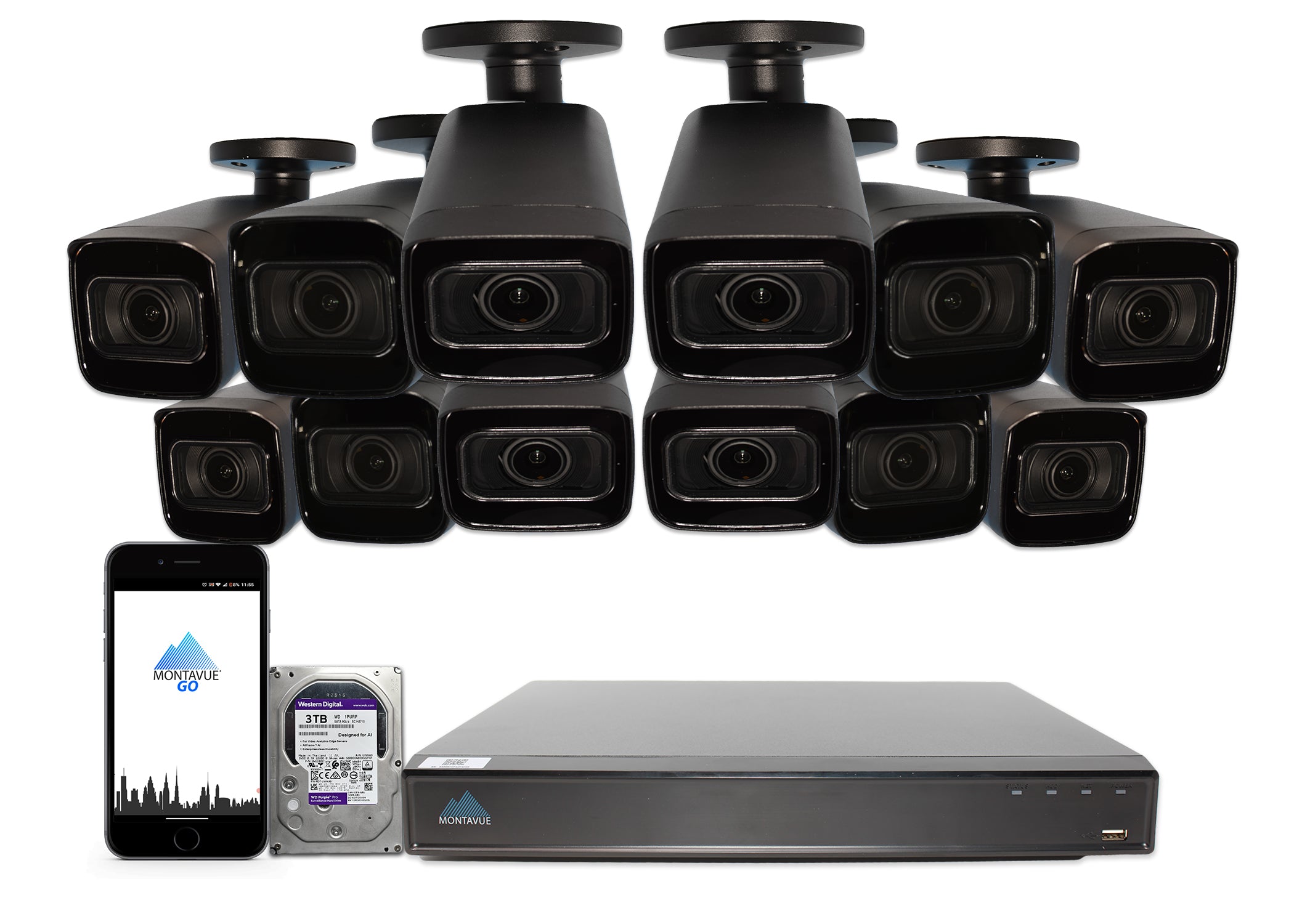 MTB8113-V-AISMD Package | 8MP 4K Smart Varifocal Bullet Cameras and 16 Channel 4 Series AI NVR and 3TB HDD - Montavue
