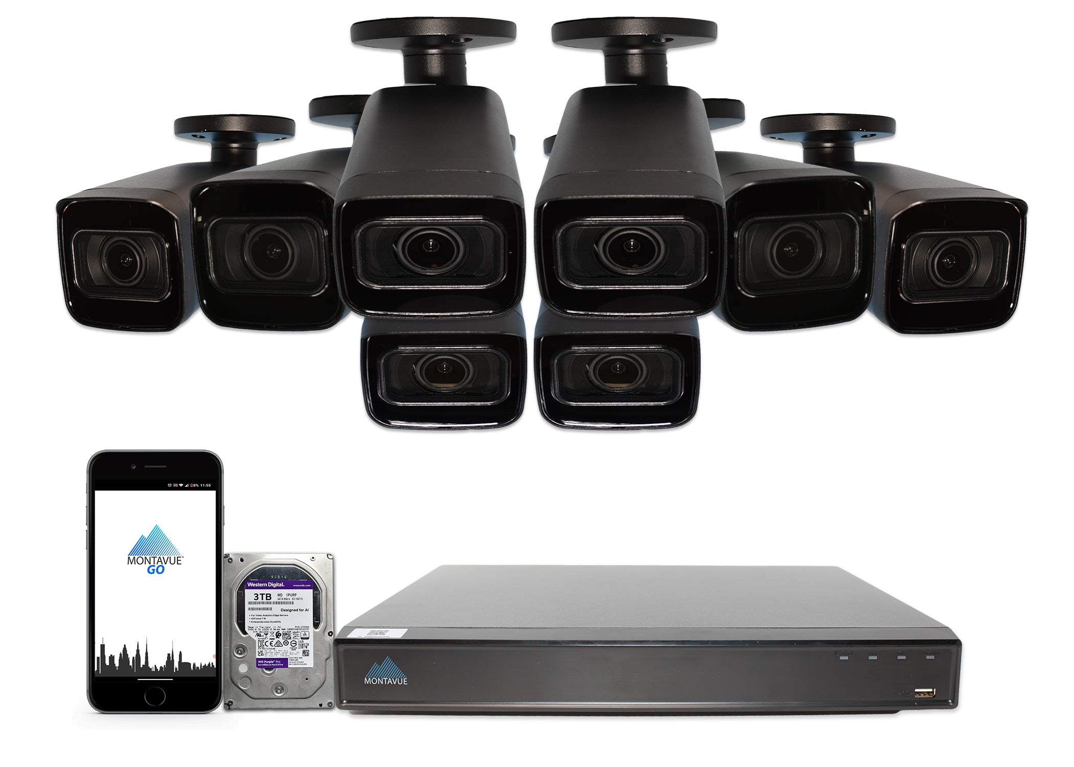 MTB8113-V-AISMD Package | 8MP 4K Smart Varifocal Bullet Cameras and 16 Channel 4 Series AI NVR and 3TB HDD - Montavue