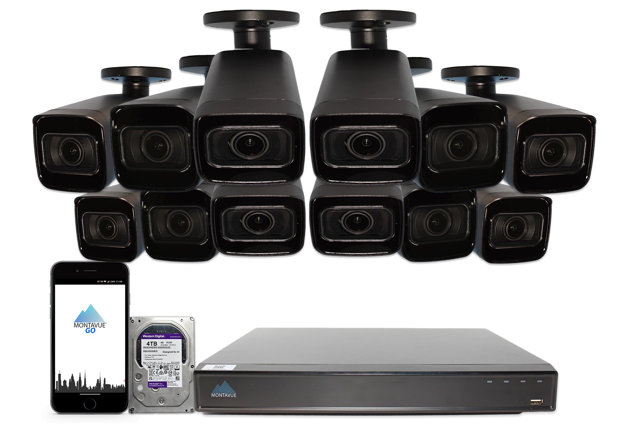 MTB8113-V-AISMD Package | 8MP 4K Smart Varifocal Bullet Cameras and 16 Channel 4 Series AI NVR and 4TB HDD - Montavue