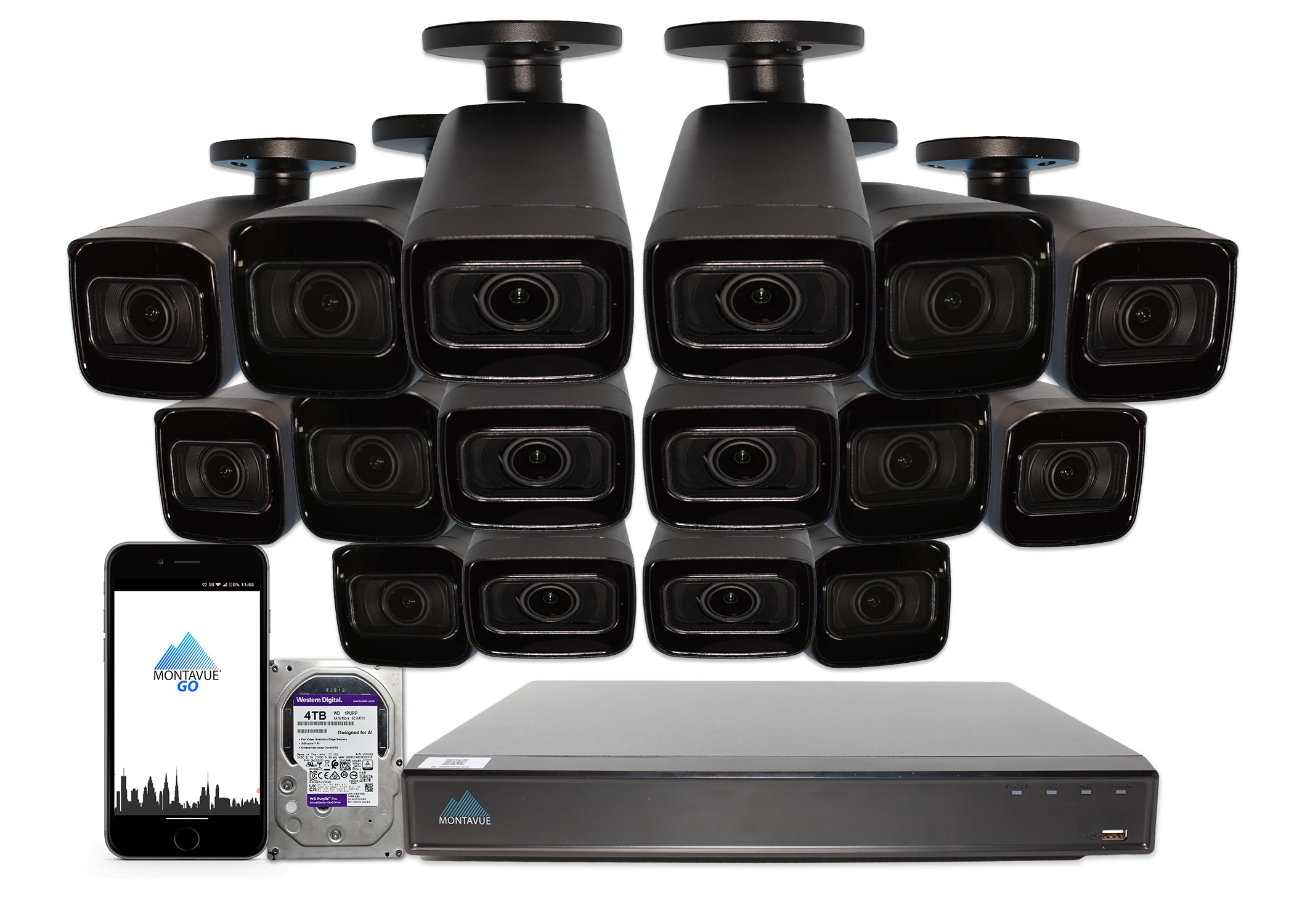 MTB8113-V-AISMD Package | 8MP 4K Smart Varifocal Bullet Cameras and 16 Channel 4 Series AI NVR and 4TB HDD - Montavue