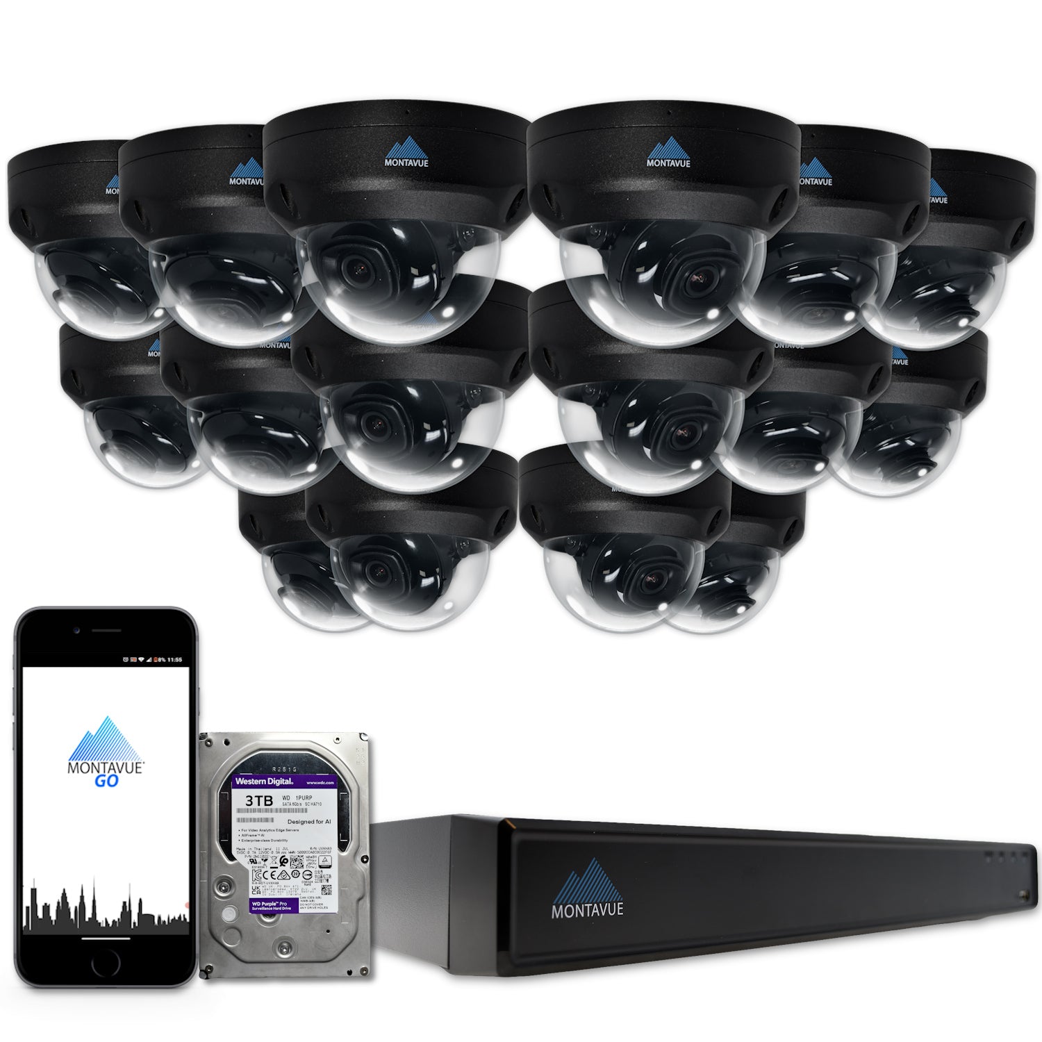 MTD4095 Package | 4MP 2K SMD+ Dome Cameras and 16 Channel NVR with 3TB HDD - Montavue