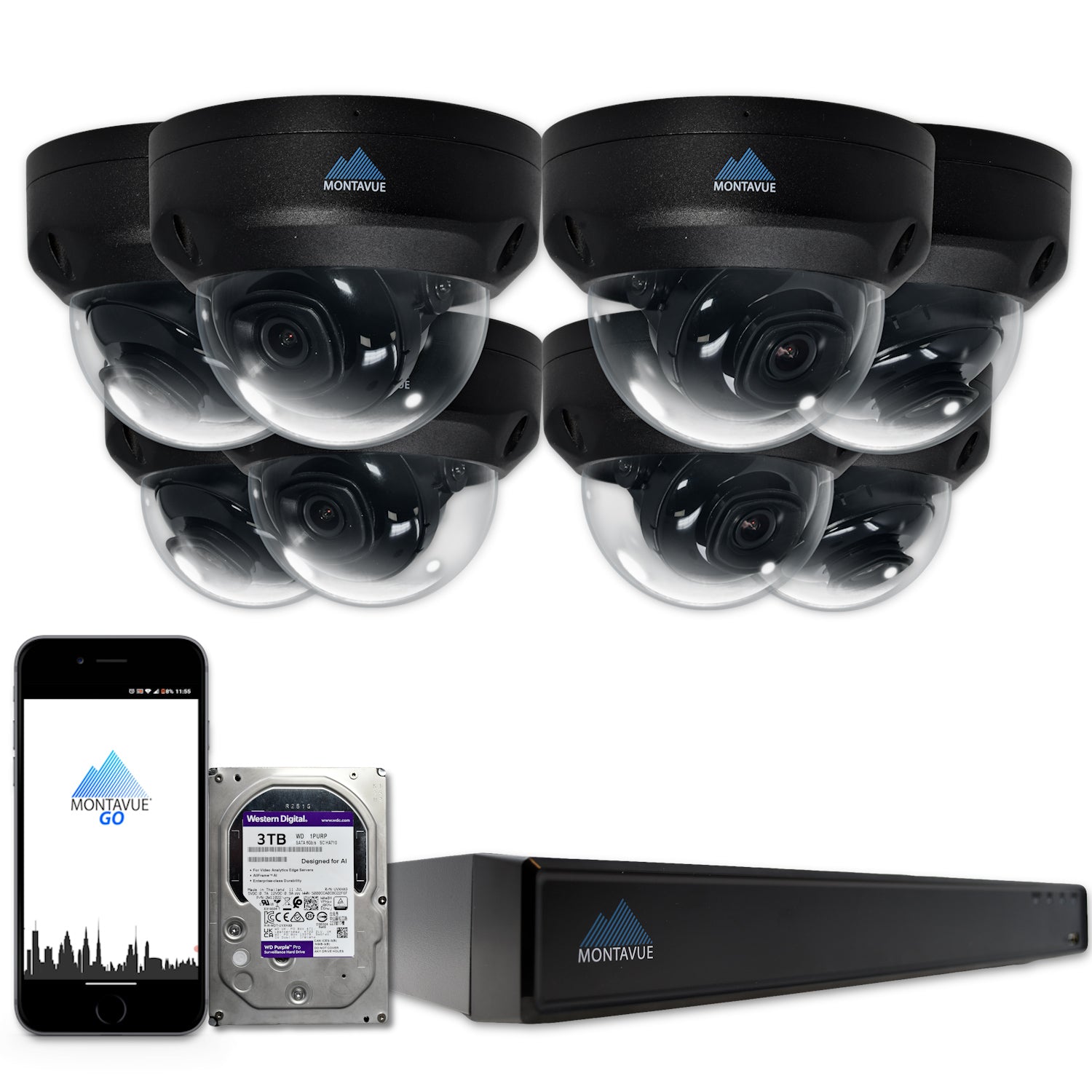 4MP 2K Dome Home Security System w/ 16 Channel NVR and 3TB Hard Drive - MTD4095 - Montavue