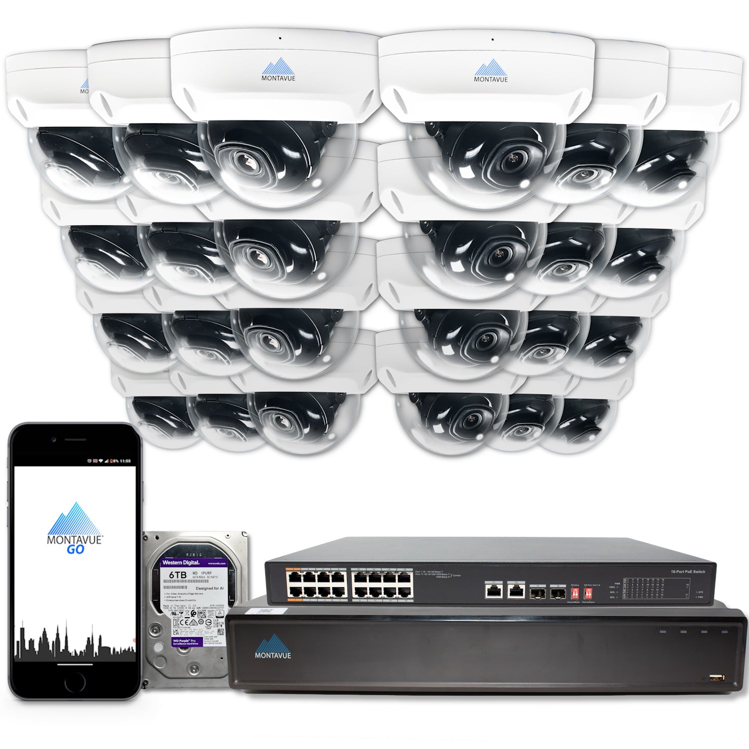MTD4095 Package | 4MP 2K SMD+ Dome Cameras and 32 Channel NVR with 6TB HDD - Montavue