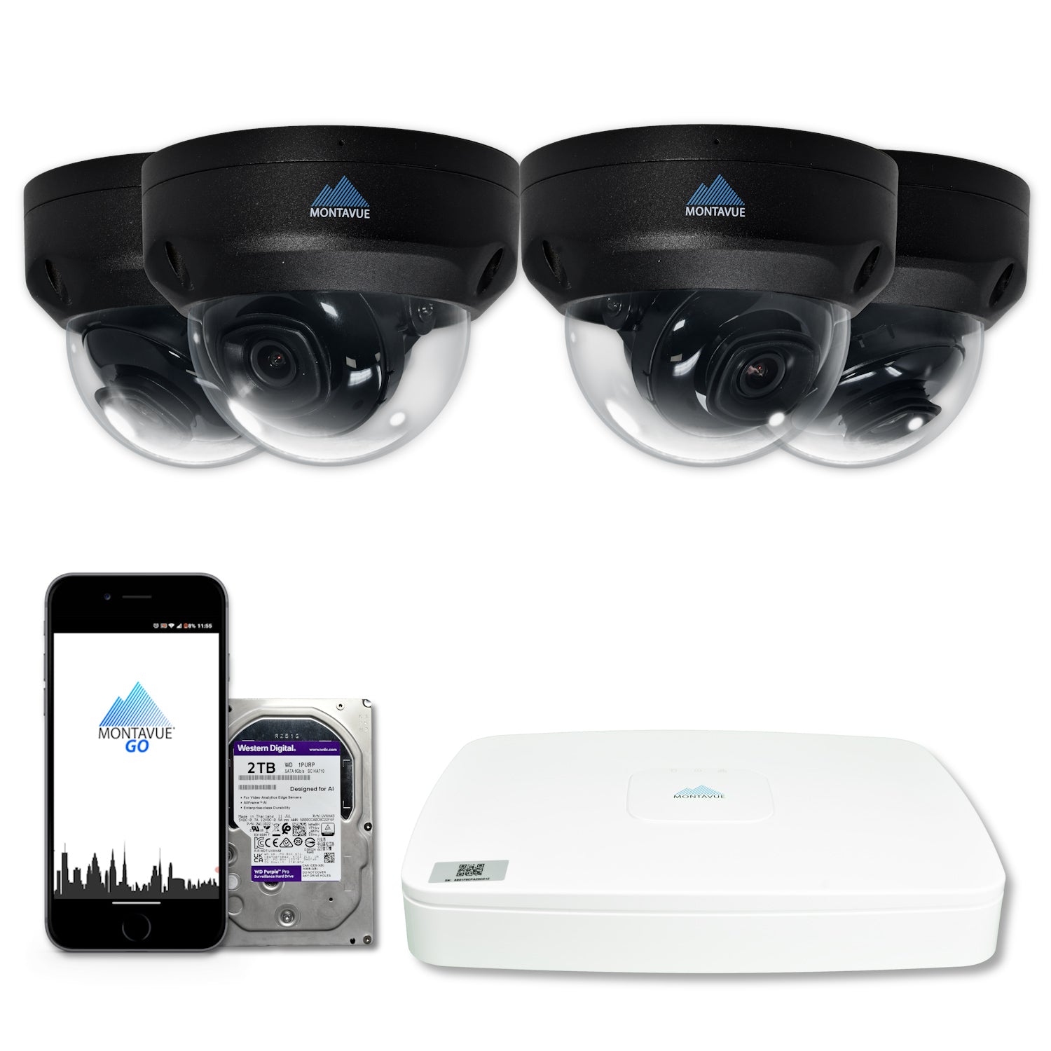 4MP 2K Dome Home Security System w/ 8 Channel NVR and 2TB Hard Drive - MTD4095 - Montavue