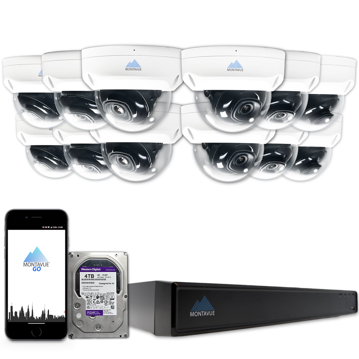 MTD4095 Package | 4MP 2K SMD+ Dome Cameras and 16 Channel NVR with 4TB