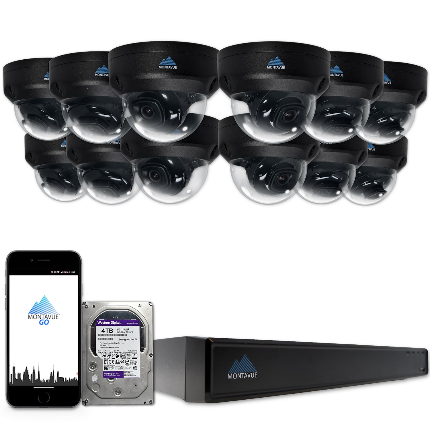 MTD4095 Package | 4MP 2K SMD+ Dome Cameras and 16 Channel NVR with 4TB