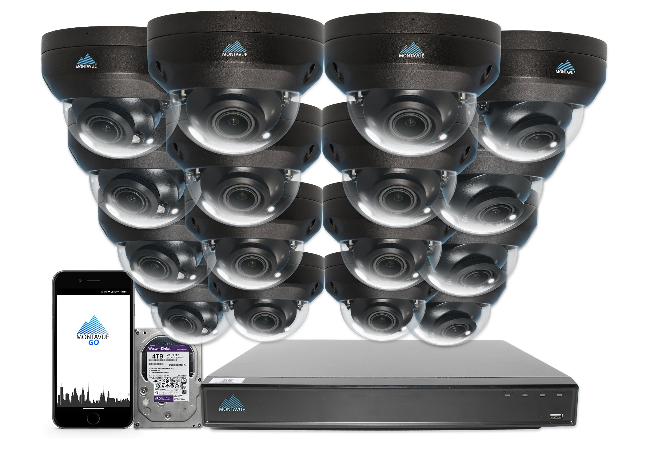 MTD8113-V-AISMD Package | 8MP 4K Smart Varifocal Dome Cameras and 16 Channel 4 Series AI NVR and 4TB HDD - Montavue