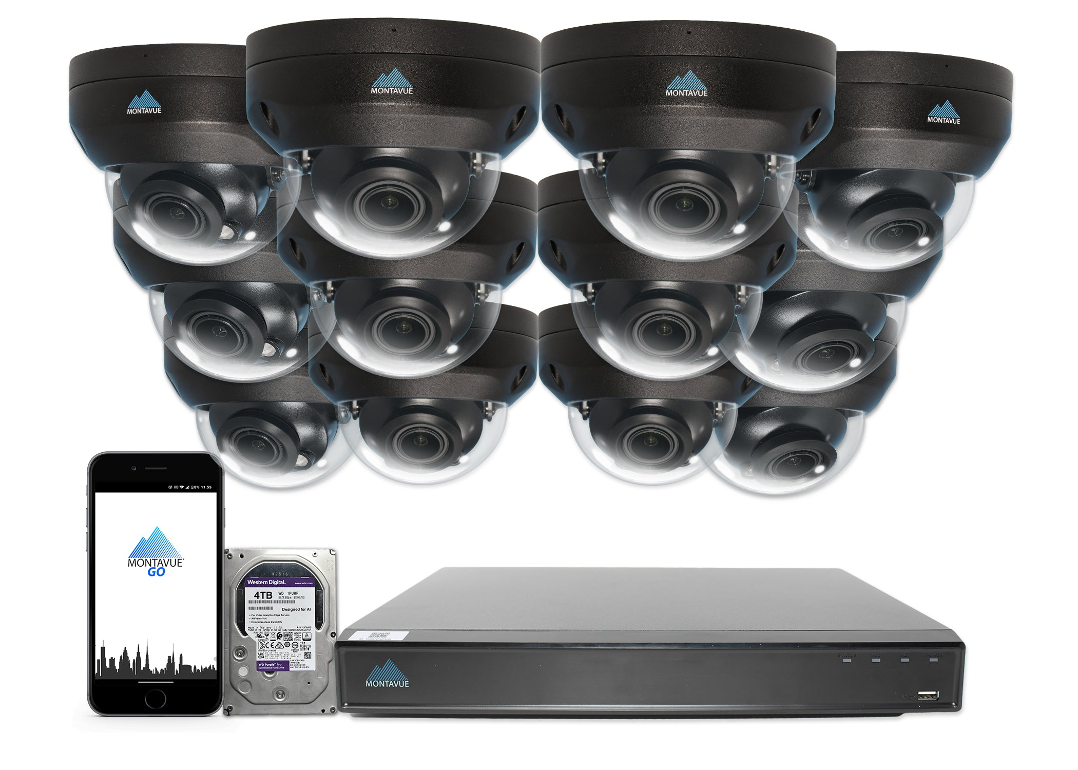 MTD8113-V-AISMD Package | 8MP 4K Smart Varifocal Dome Cameras and 16 Channel 4 Series AI NVR and 4TB HDD - Montavue