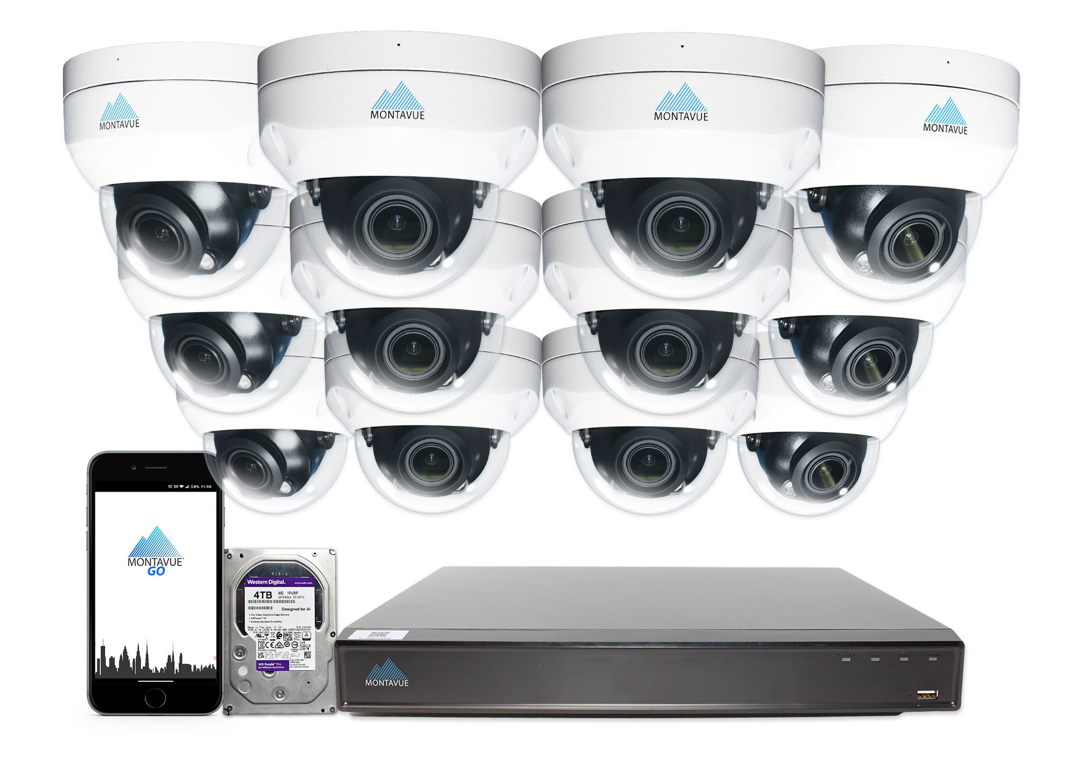 MTD8113-V-AISMD Package | 8MP 4K Smart Varifocal Dome Cameras and 16 Channel 4 Series AI NVR and 4TB HDD - Montavue