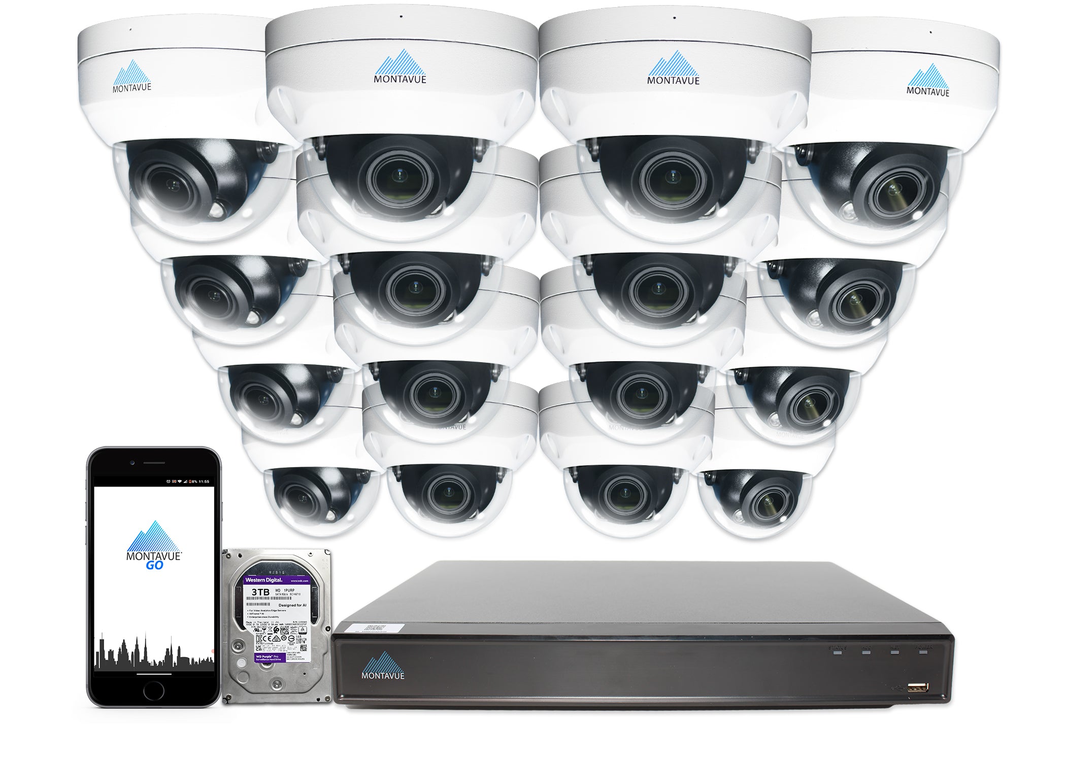 MTD8113-V-AISMD Package | 8MP 4K Smart Varifocal Dome Cameras and 16 Channel 4 Series AI NVR and 3TB HDD - Montavue