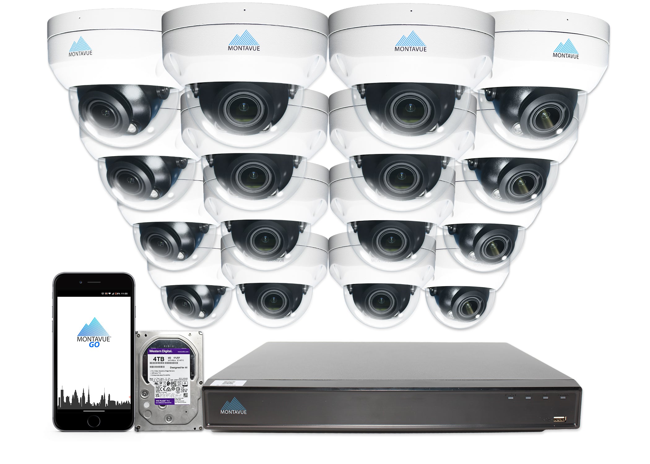 MTD8113-V-AISMD Package | 8MP 4K Smart Varifocal Dome Cameras and 16 Channel 4 Series AI NVR and 4TB HDD - Montavue