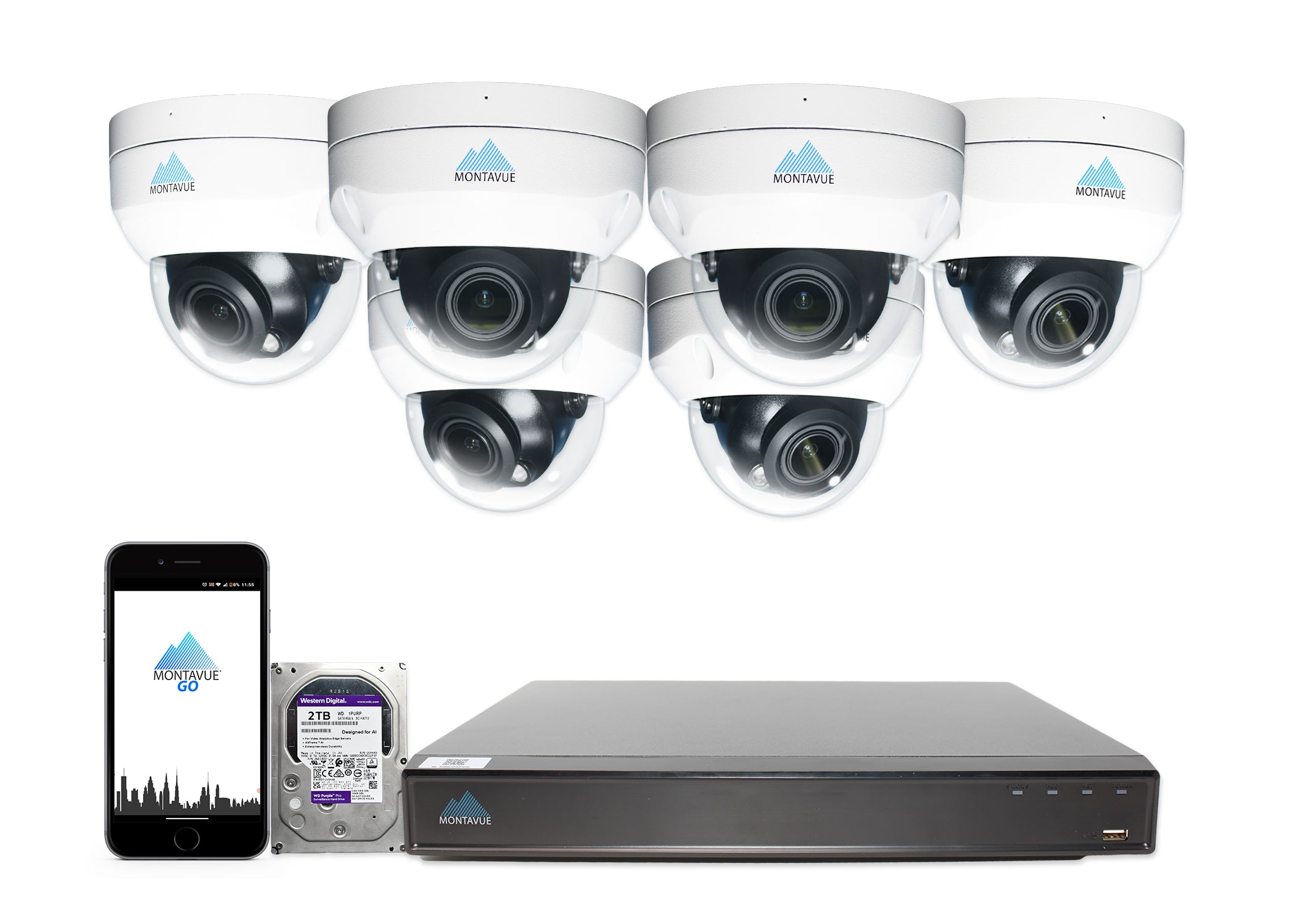 MTD8113-V-AISMD Package | 8MP 4K Smart Varifocal Dome Cameras and 8 Channel 4 Series AI NVR and 2TB HDD - Montavue