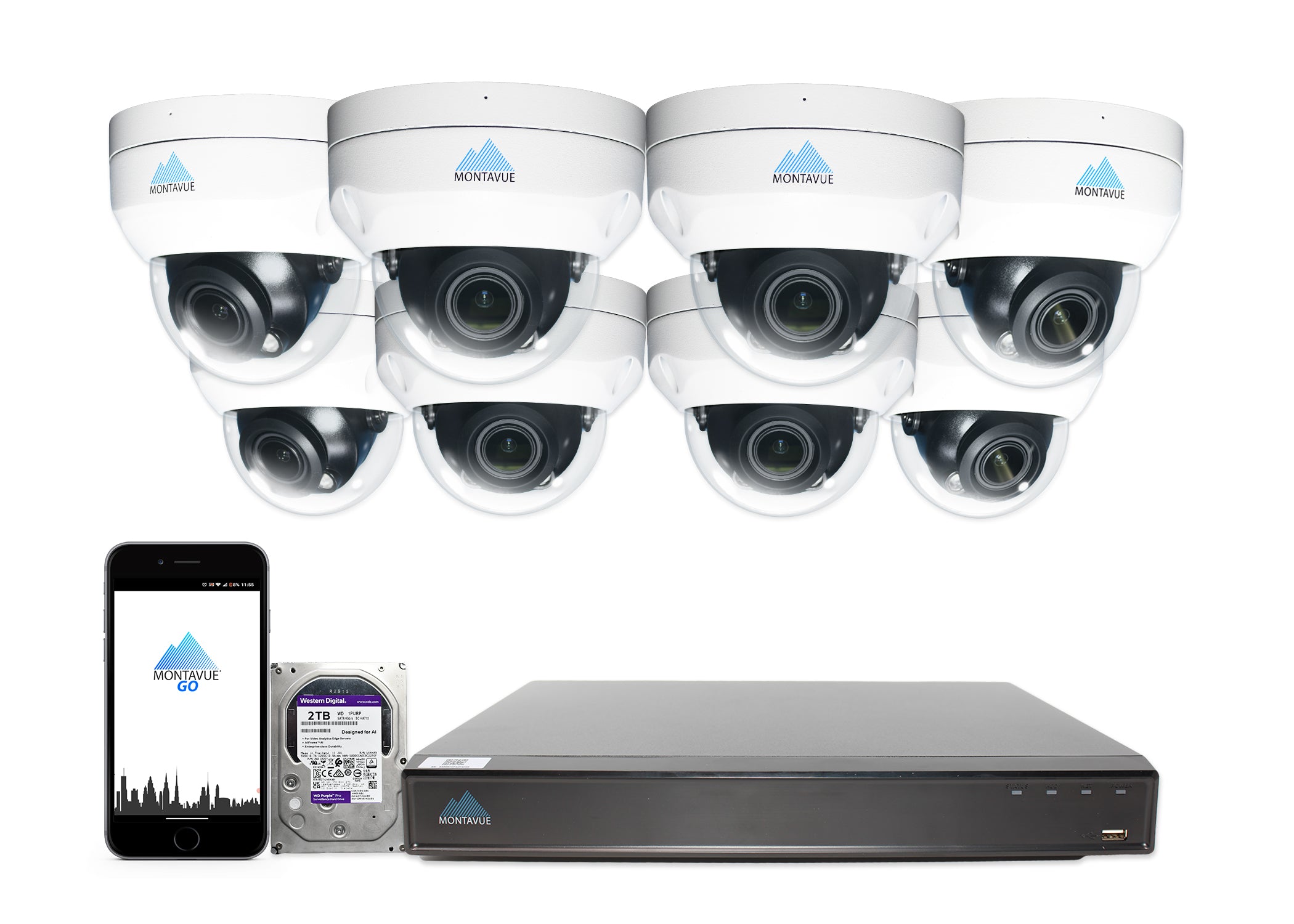 MTD8113-V-AISMD Package | 8MP 4K Smart Varifocal Dome Cameras and 8 Channel 4 Series AI NVR and 2TB HDD - Montavue