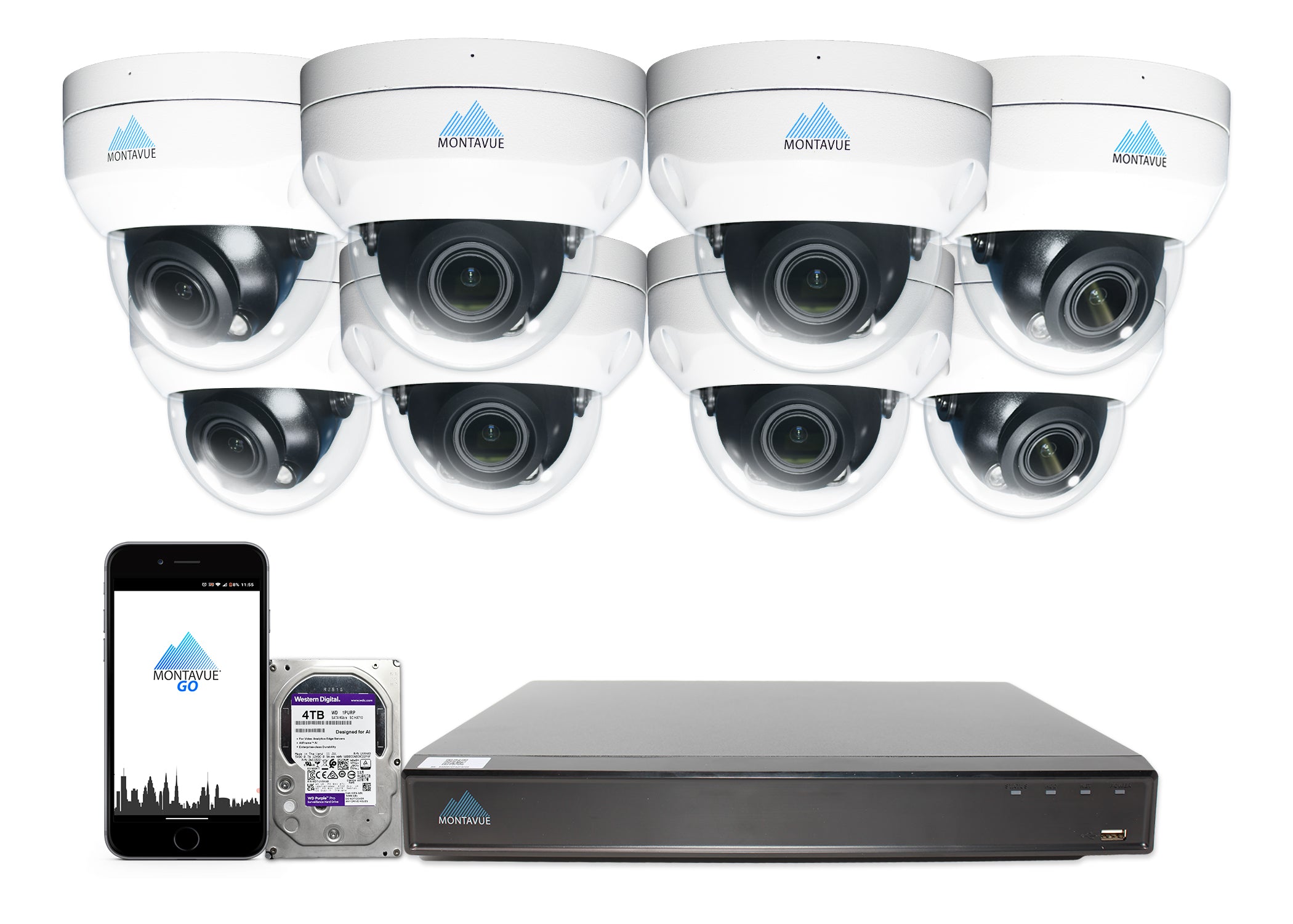 MTD8113-V-AISMD Package | 8MP 4K Smart Varifocal Dome Cameras and 16 Channel 4 Series AI NVR and 4TB HDD - Montavue