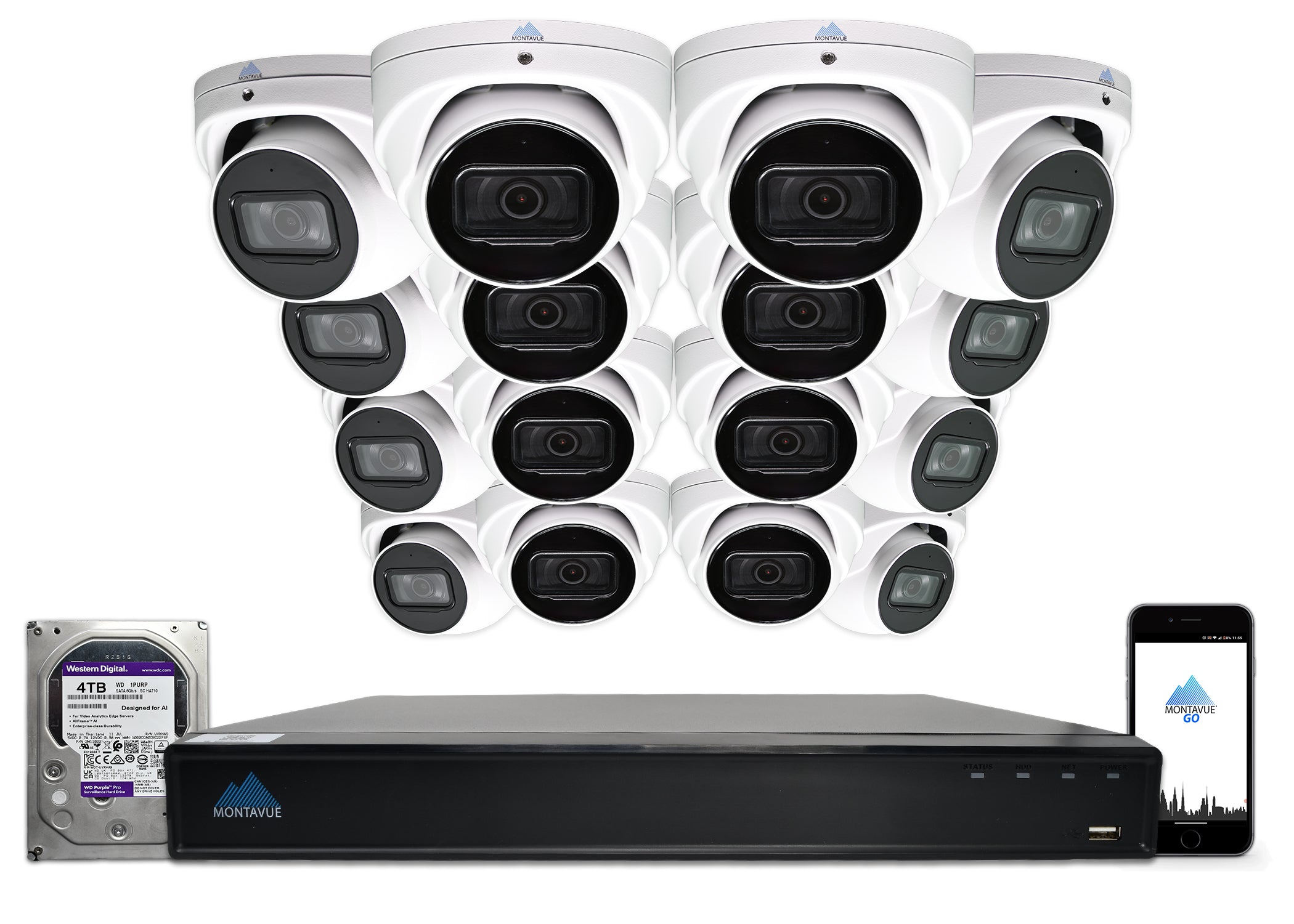 MTT8106-SMD Package | 8MP 4K Smart Motion Turret Cameras and 16 Channel NVR with 4TB HDD - Montavue