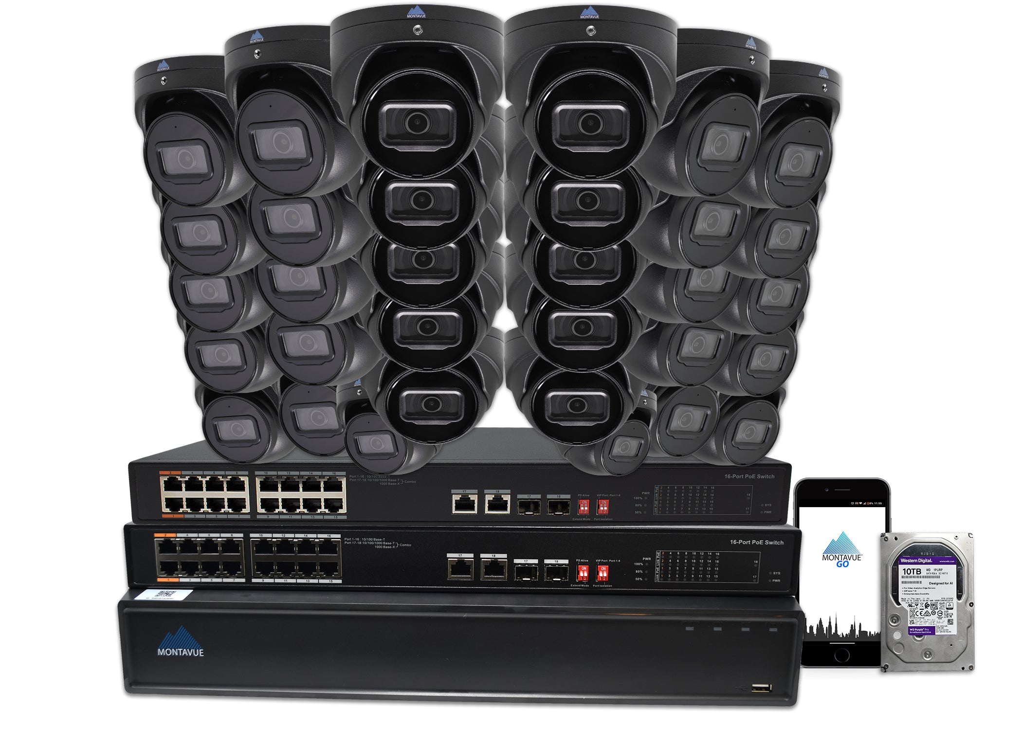MTT8106-SMD Package | 8MP 4K Smart Motion Turret Cameras and 64 Channel NVR with 10TB HDD - Montavue