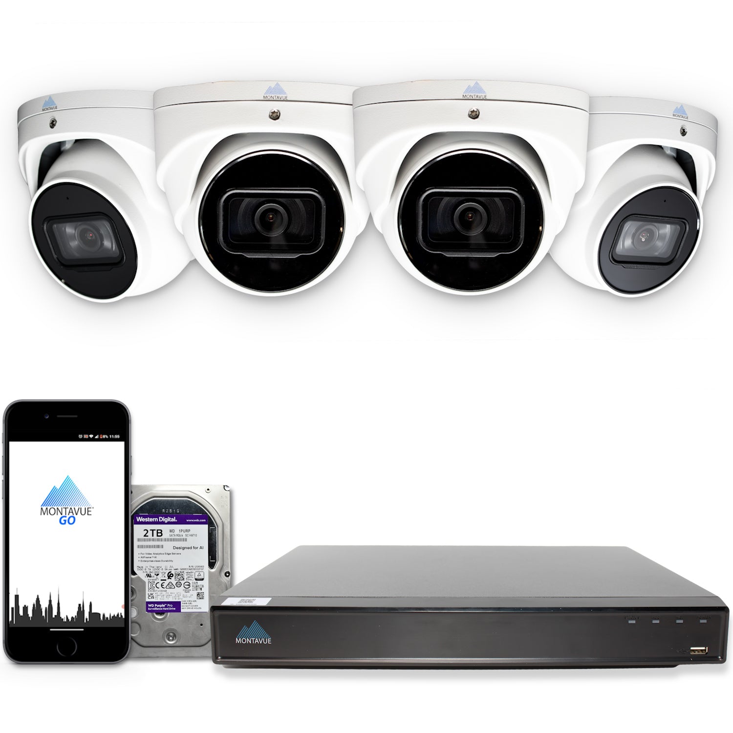 8MP Smart Motion AI Turret Camera Security System w/ 8 Channel NVR and 2TB Hard Drive - MTT8108-AISMD-X - Montavue
