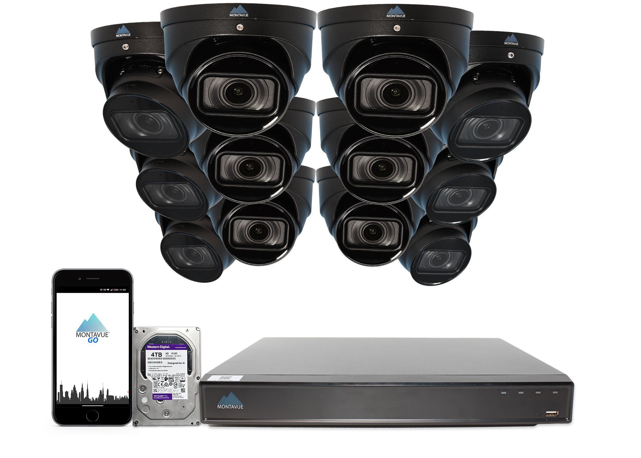 MTT8113-V-AISMD Package | 8MP 4K Smart Varifocal Turret Cameras and 16 Channel 4 Series AI NVR and 4TB HDD - Montavue