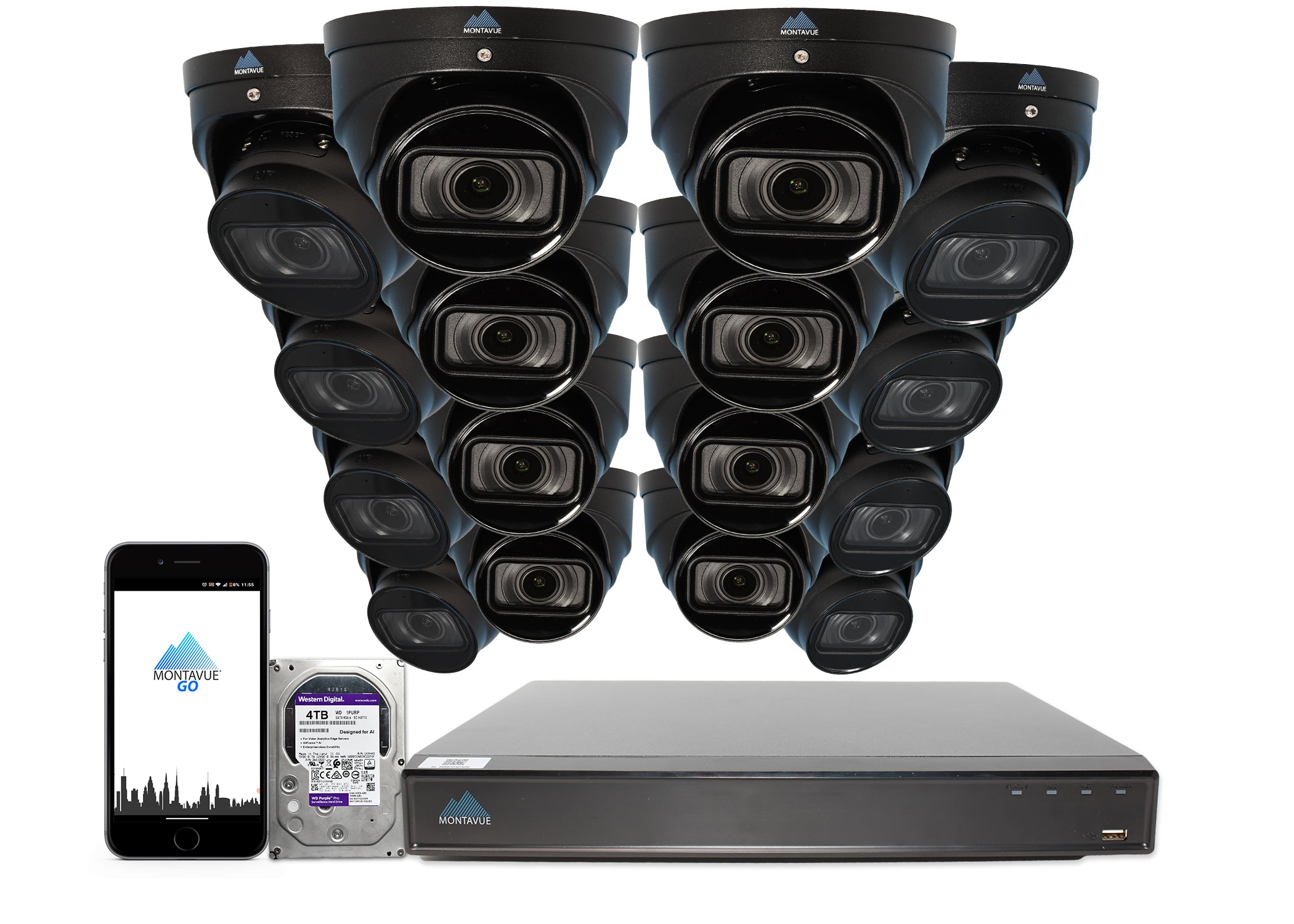 MTT8113-V-AISMD Package | 8MP 4K Smart Varifocal Turret Cameras and 16 Channel 4 Series AI NVR and 4TB HDD - Montavue