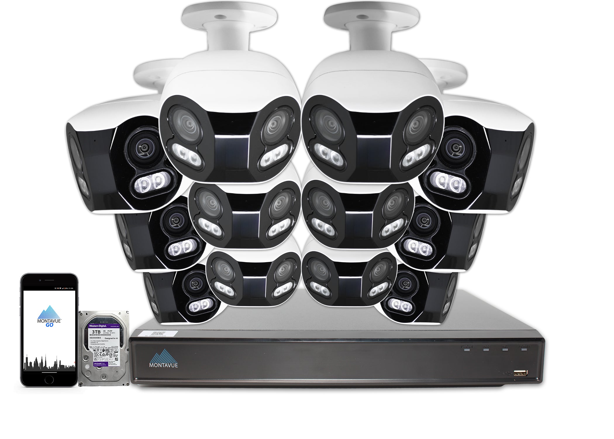 MTB180C Package | 8MP 4K Panoramic Bullet Cameras and 16 Channel 4 Series AI NVR and 4TB HDD - Montavue