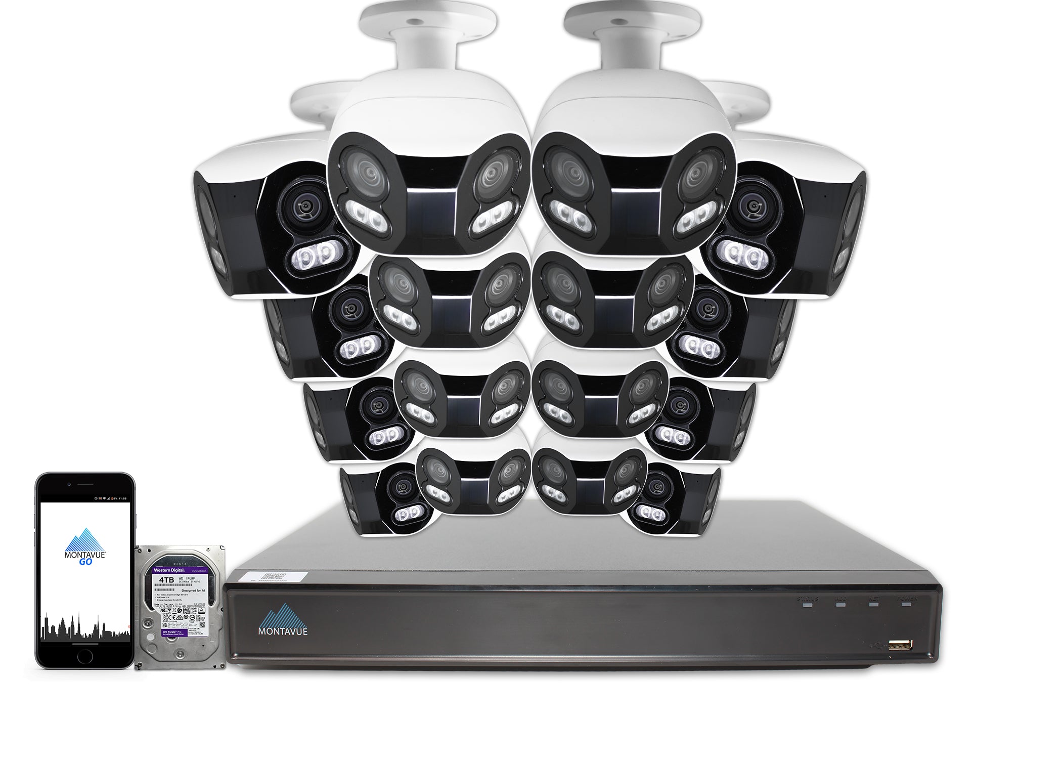 MTB180C Package | 8MP 4K Panoramic Bullet Cameras and 16 Channel 4 Series AI NVR and 4TB HDD - Montavue