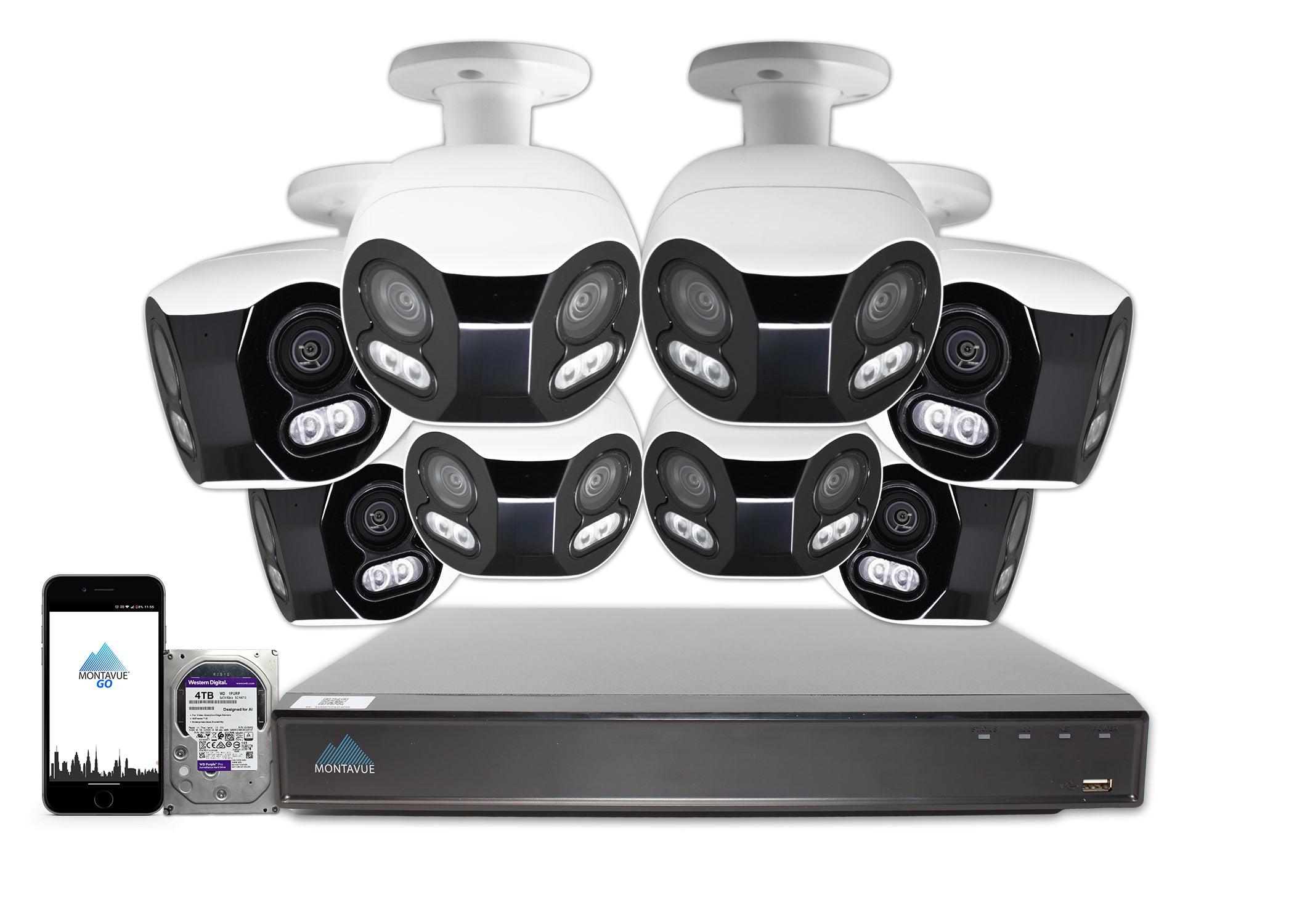 MTB180C Package | 8MP 4K Panoramic Bullet Cameras and 16 Channel 4 Series AI NVR and 4TB HDD - Montavue