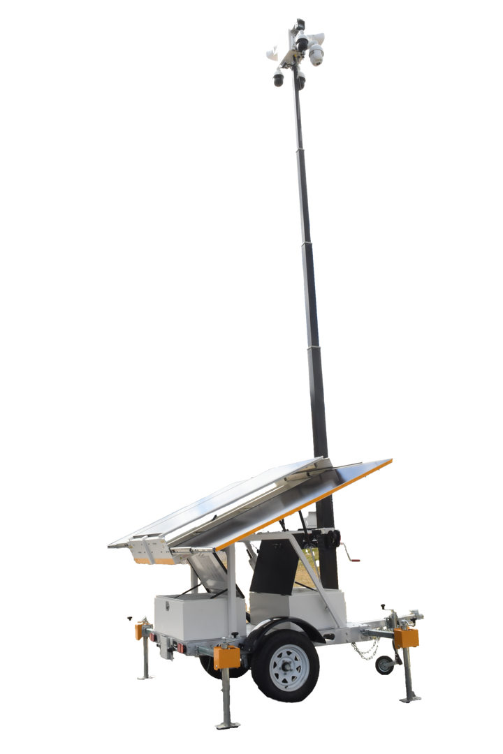Montavue Mobile Solar-Powered Security Camera Trailer System for Remote Video Surveillance